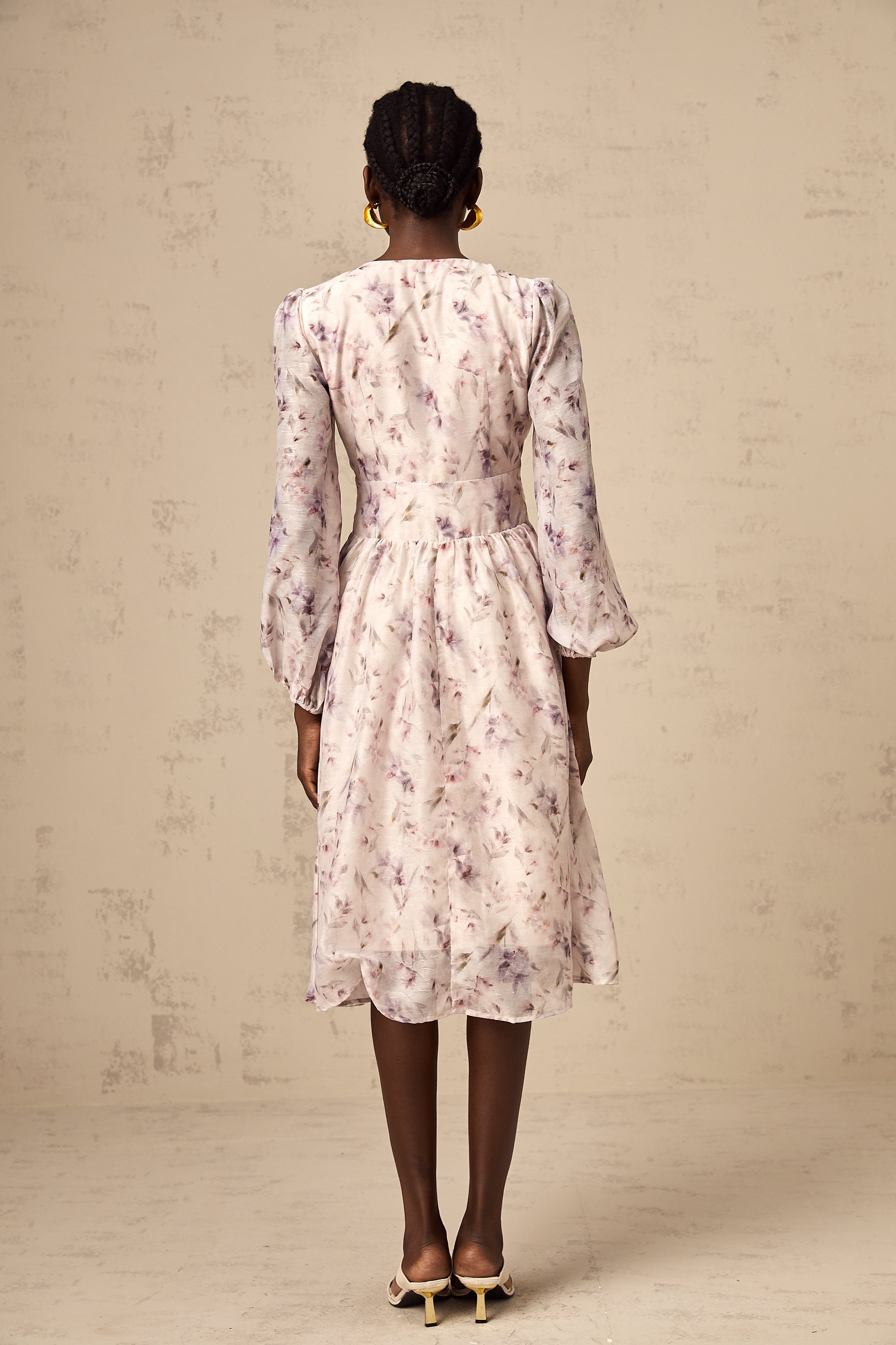 Mattia pink embellished floral-print midi dress