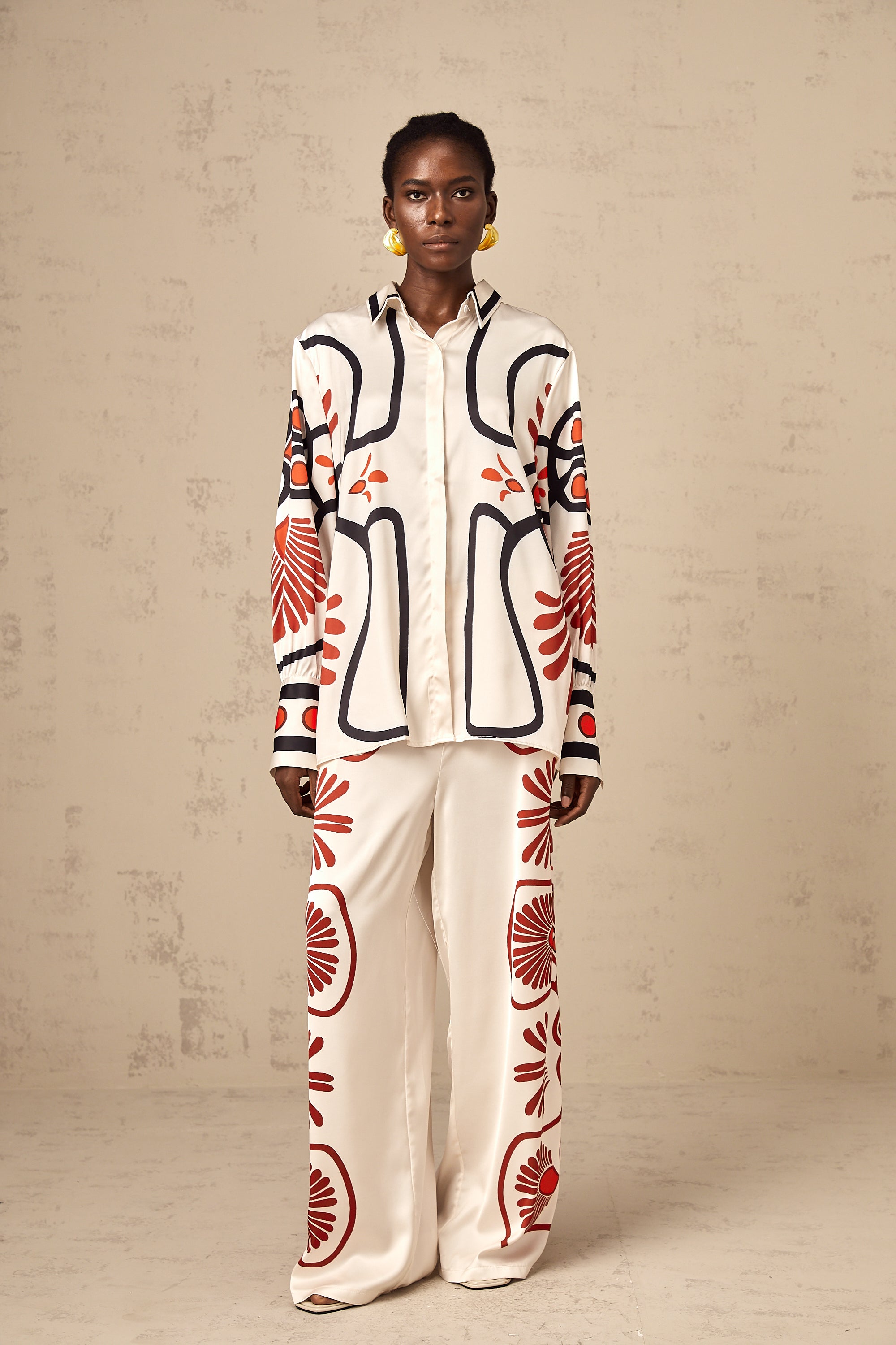 Amaranta graphic-print shirt & trousers matching set