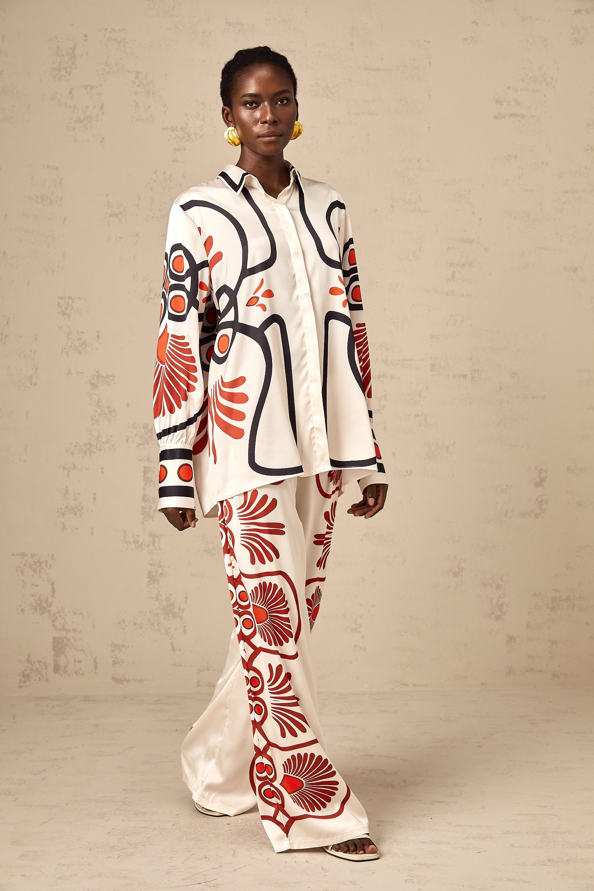 Amaranta graphic-print shirt & trousers matching set