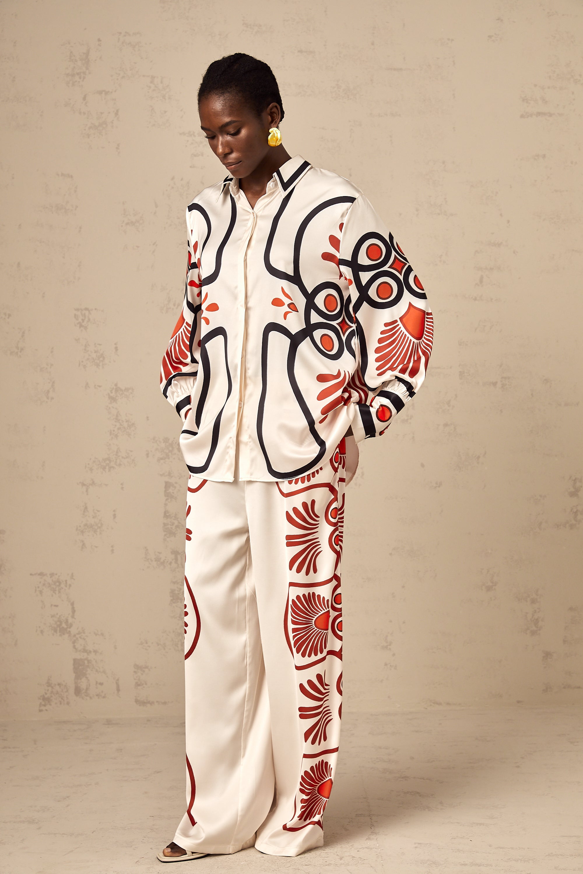 Amaranta graphic-print shirt & trousers matching set