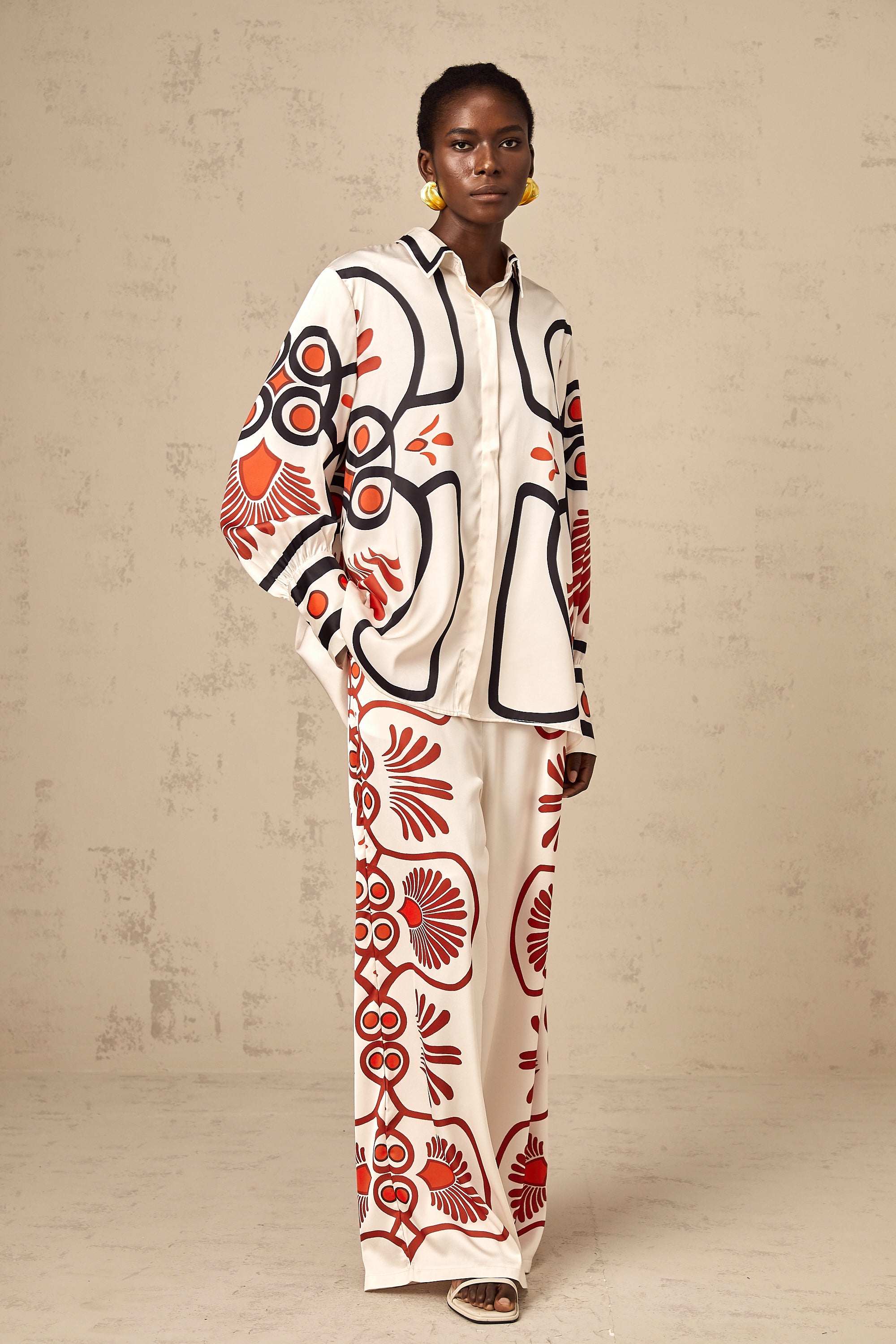 Amaranta graphic-print shirt & trousers matching set