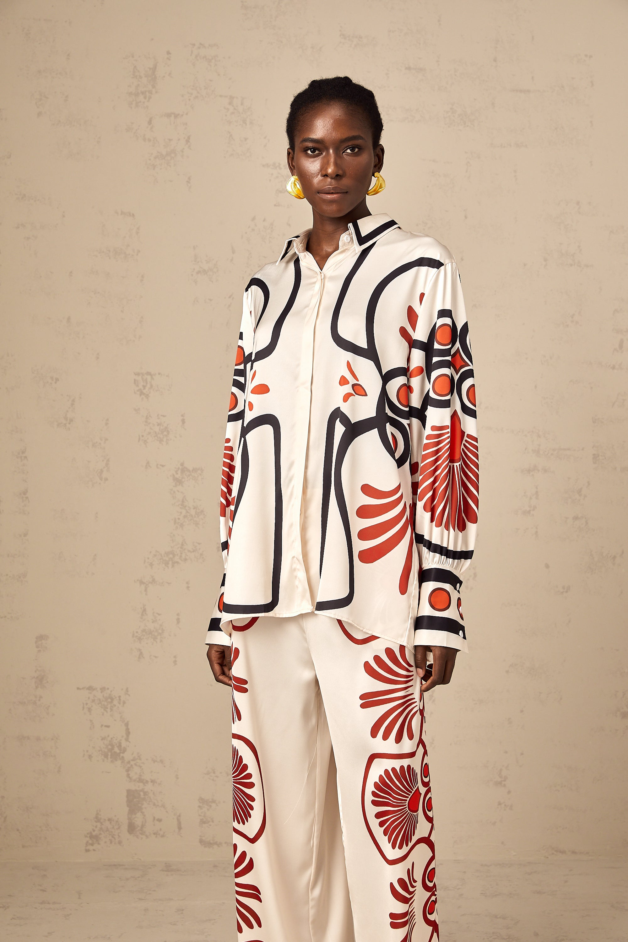 Amaranta graphic-print shirt & trousers matching set