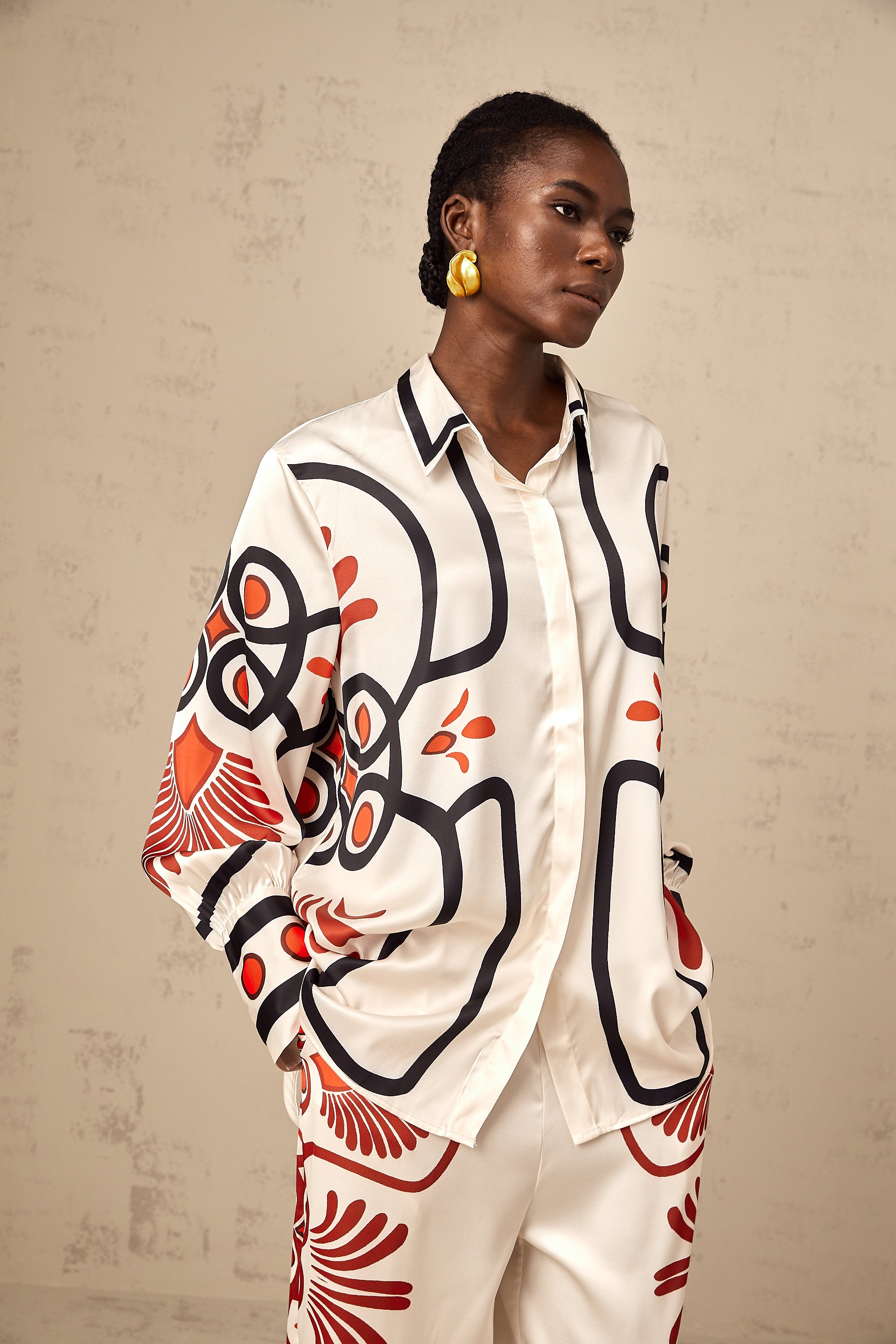 Amaranta graphic-print shirt & trousers matching set