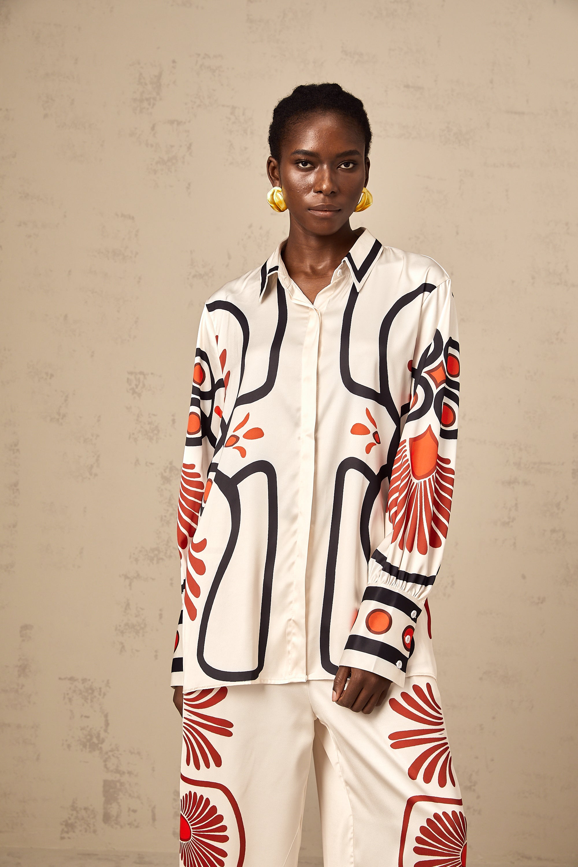 Amaranta graphic-print shirt & trousers matching set