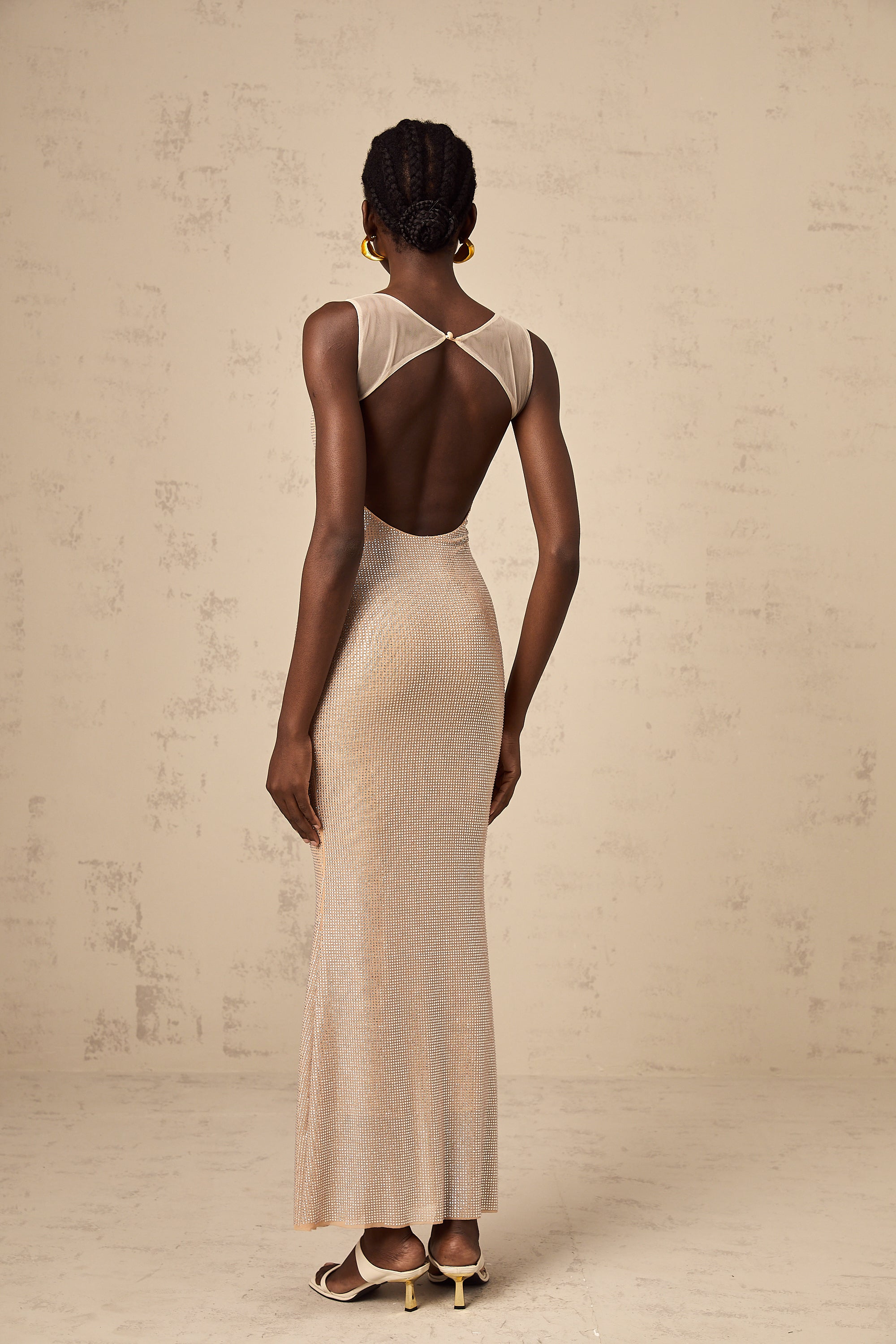 Sophie crystal-embellished open-back maxi dress