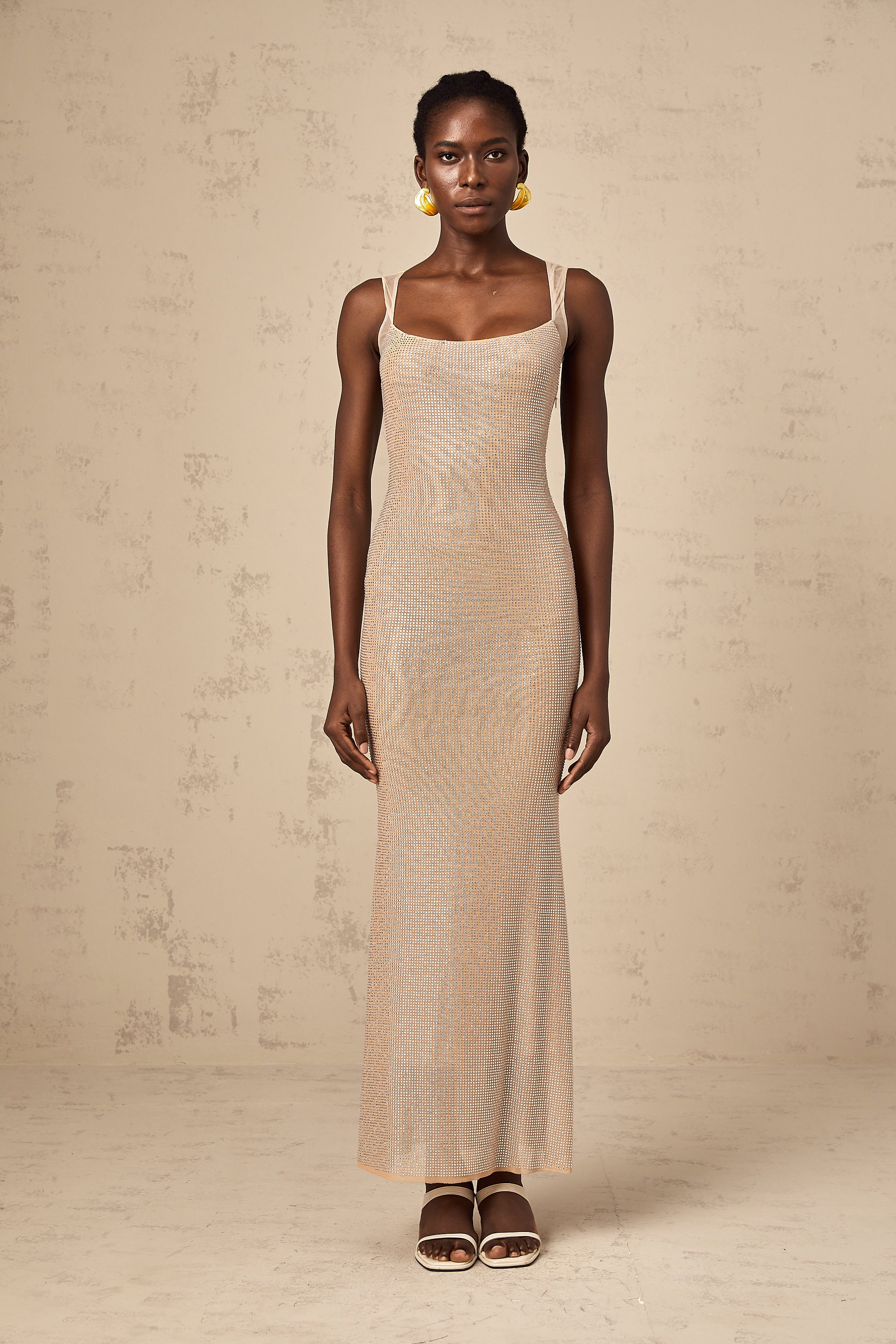 Sophie crystal-embellished open-back maxi dress