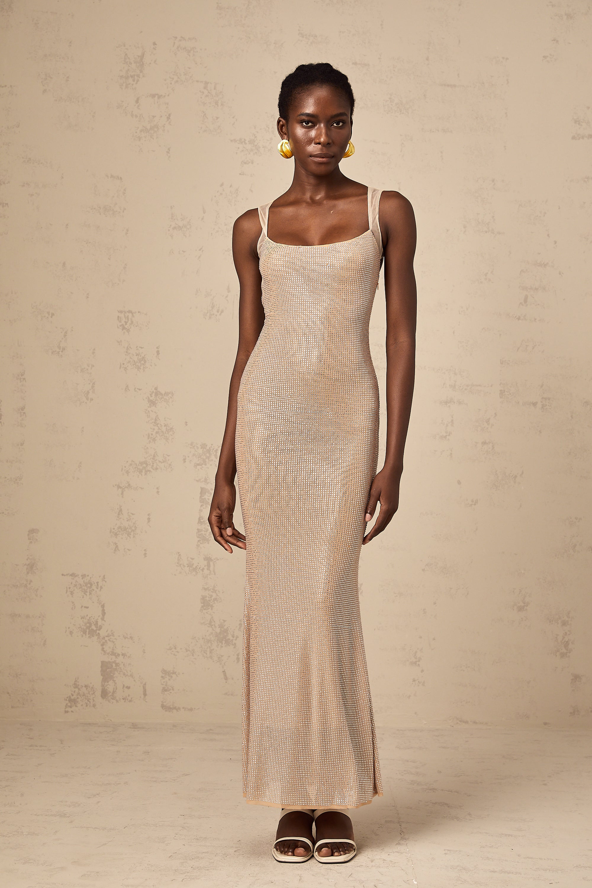 Sophie crystal-embellished open-back maxi dress