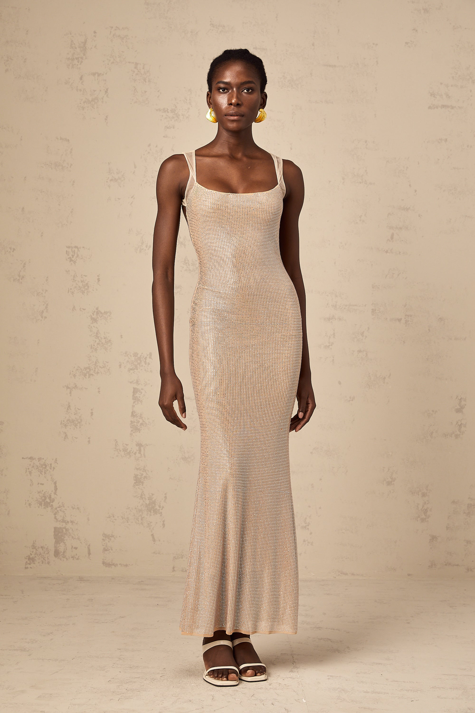 Sophie crystal-embellished open-back maxi dress