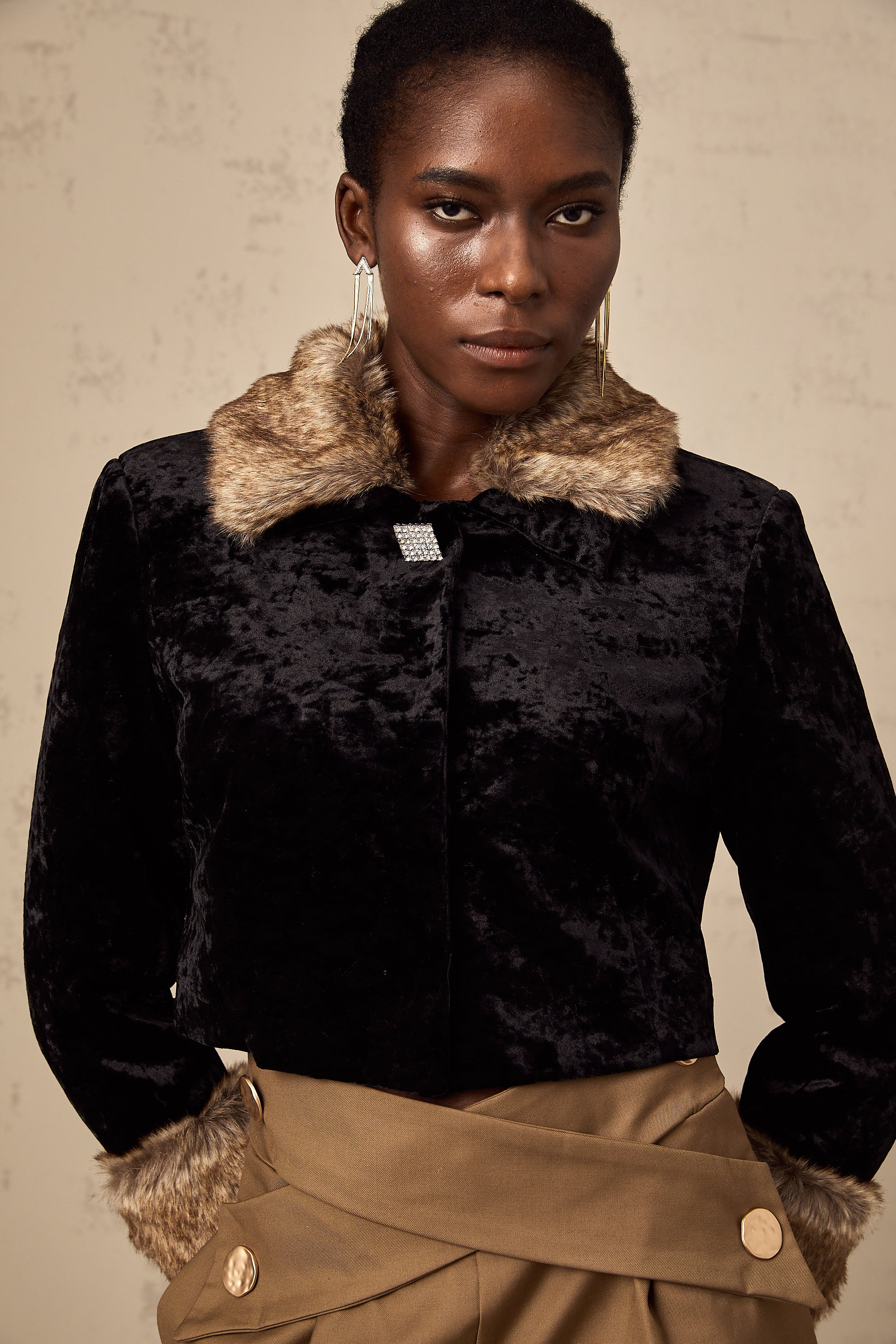 Filomena panelled cropped quilted jacket