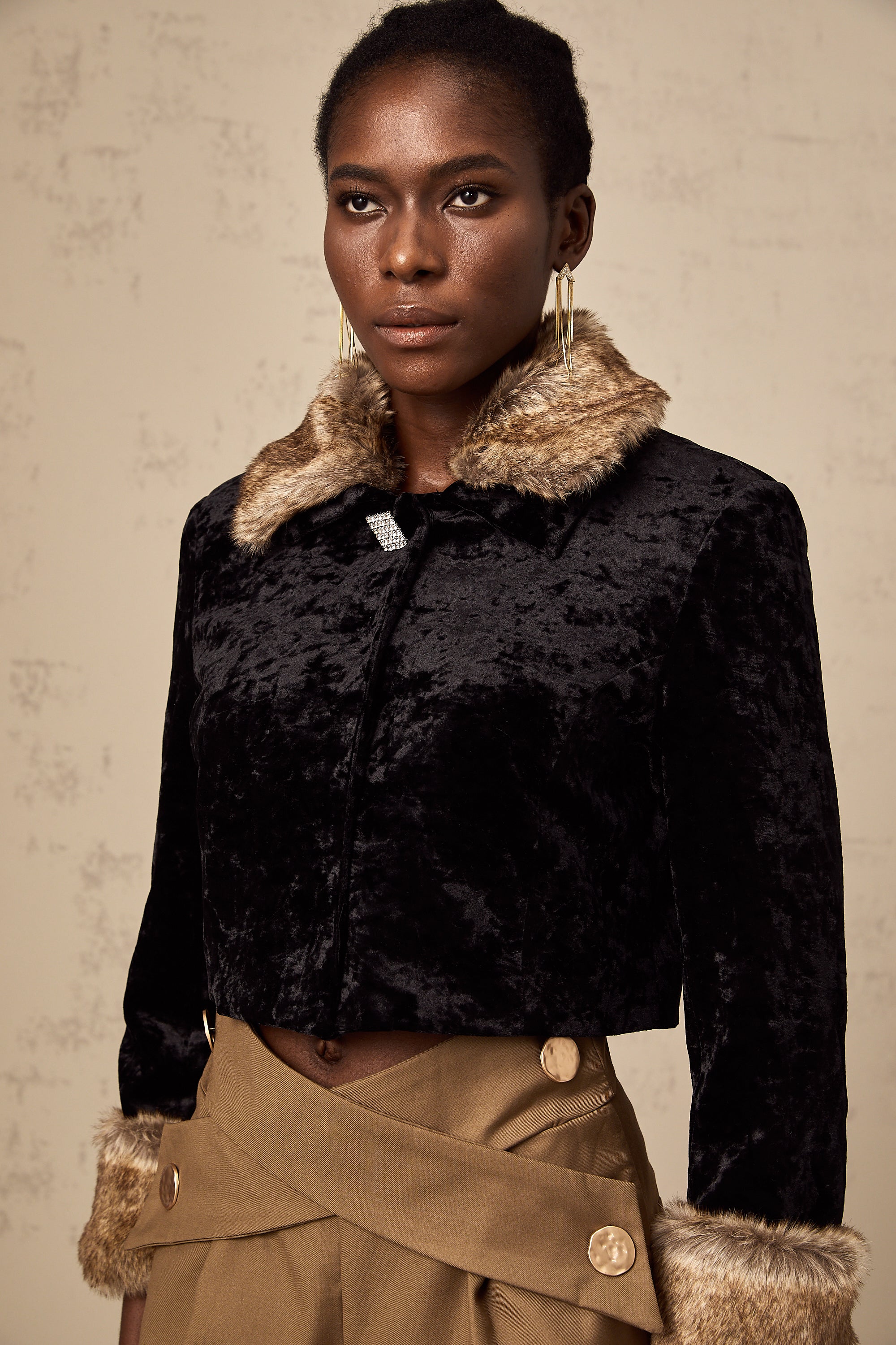 Filomena panelled cropped quilted jacket