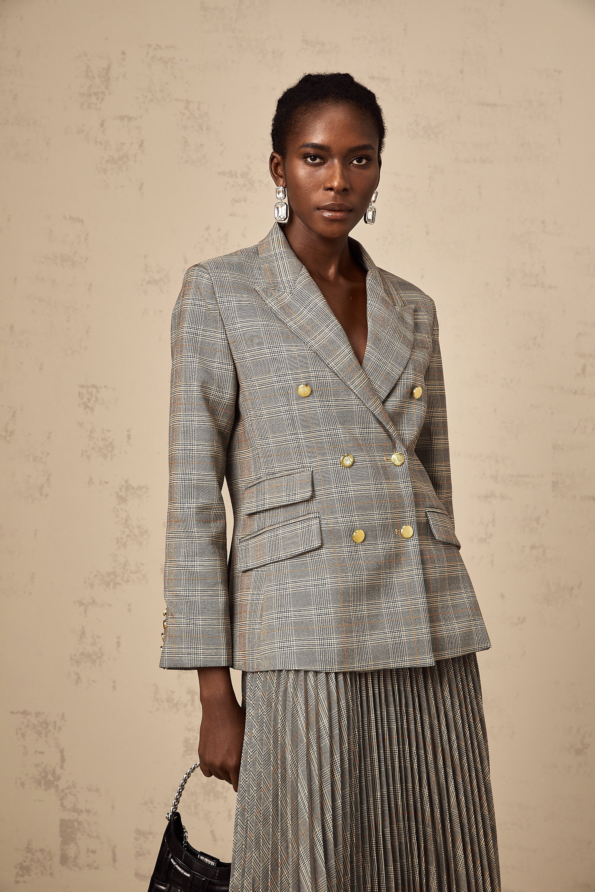 Kya Prince of Wales check blazer & skirt matching set