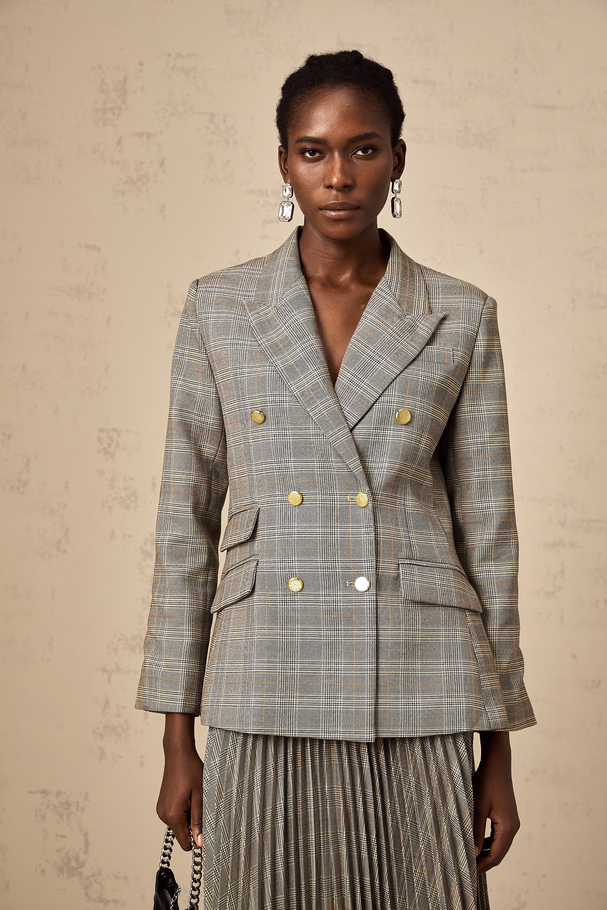 Kya Prince of Wales check blazer & skirt matching set