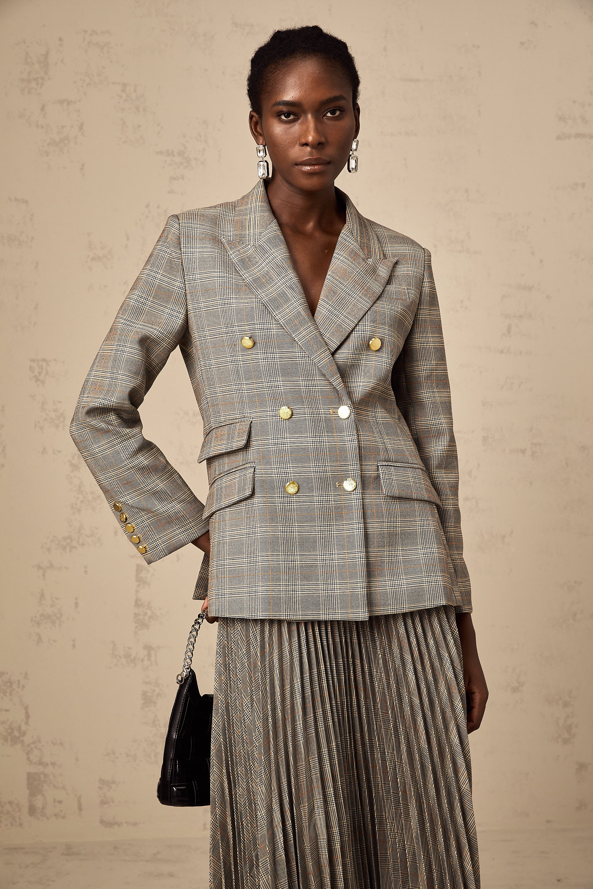 Kya Prince of Wales check blazer & skirt matching set