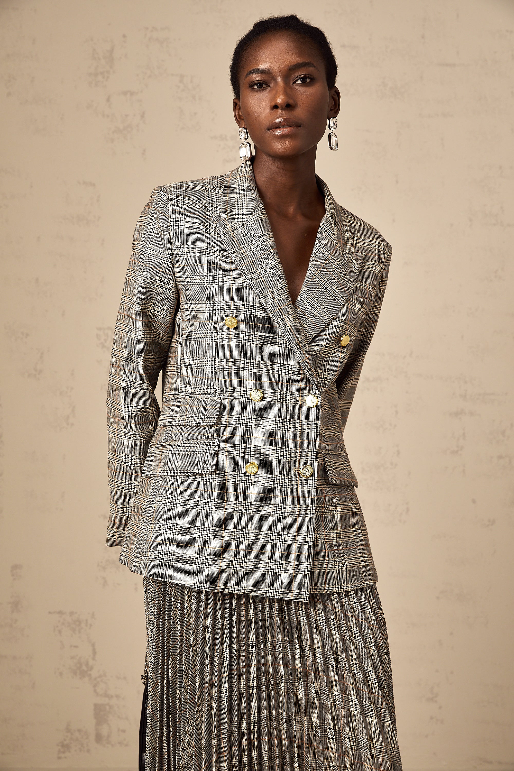 Kya Prince of Wales check blazer & skirt matching set