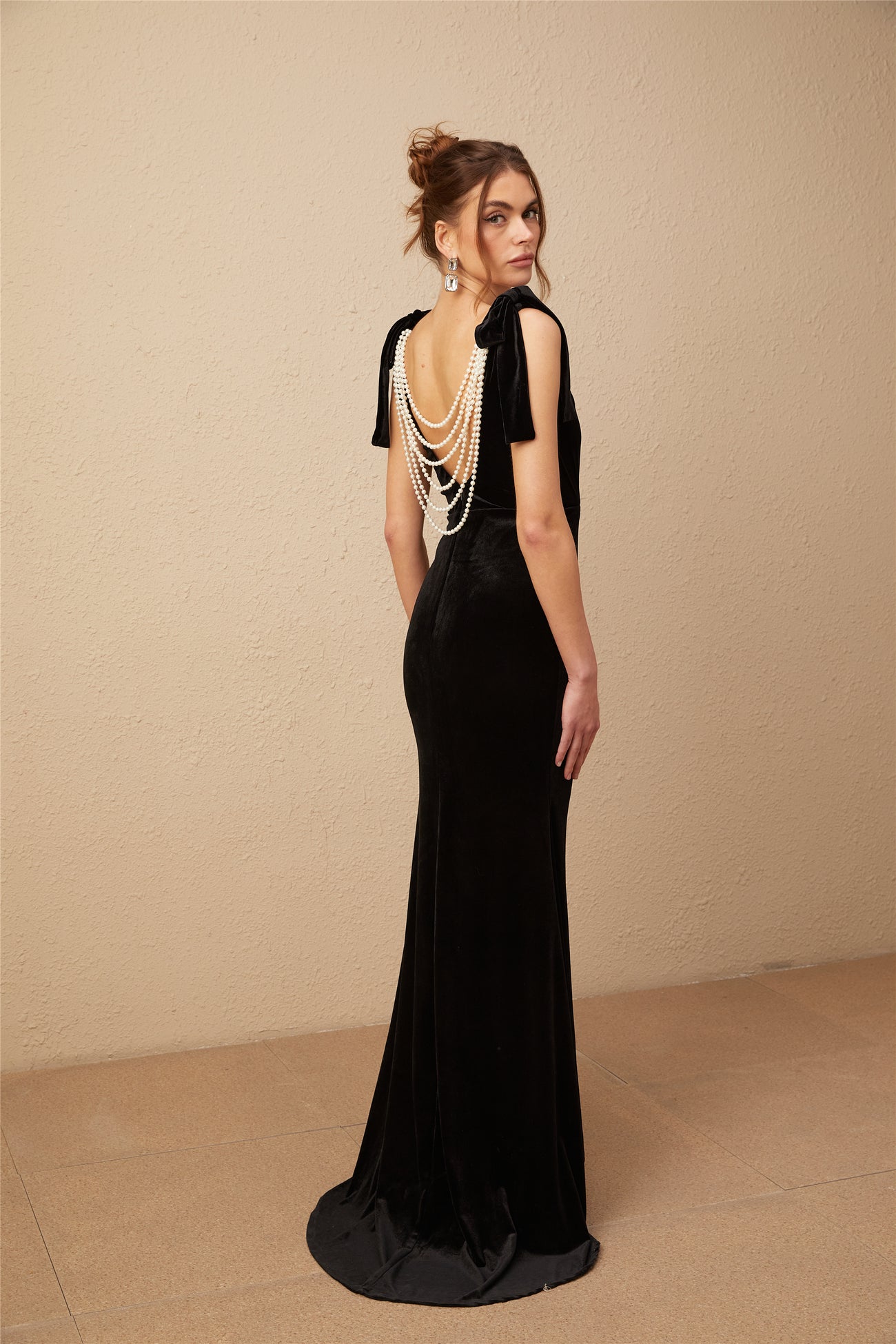 Abstract Checker Open Back Maxi Dress