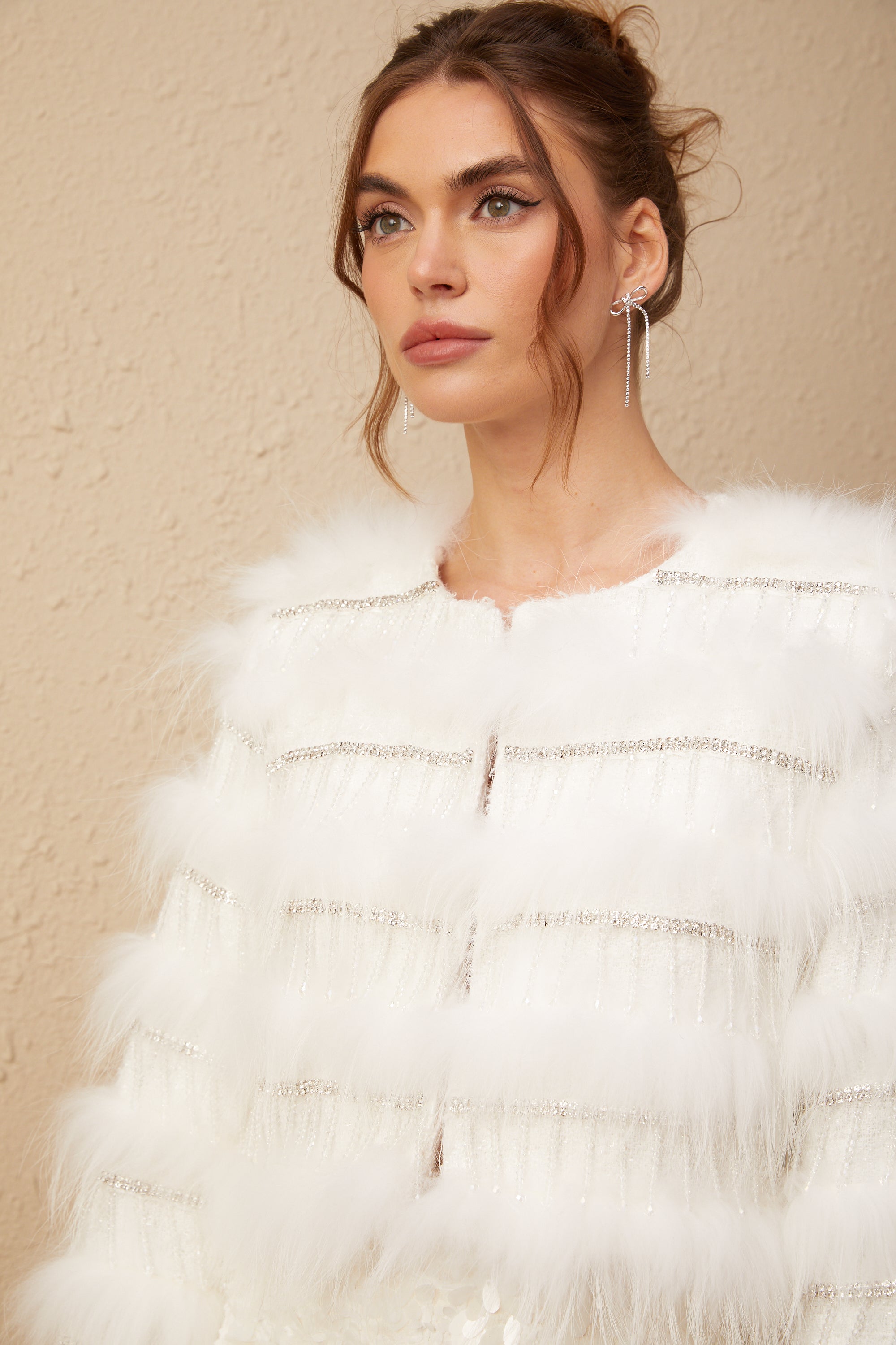 Margherita crystal-embellished padded fur jacket