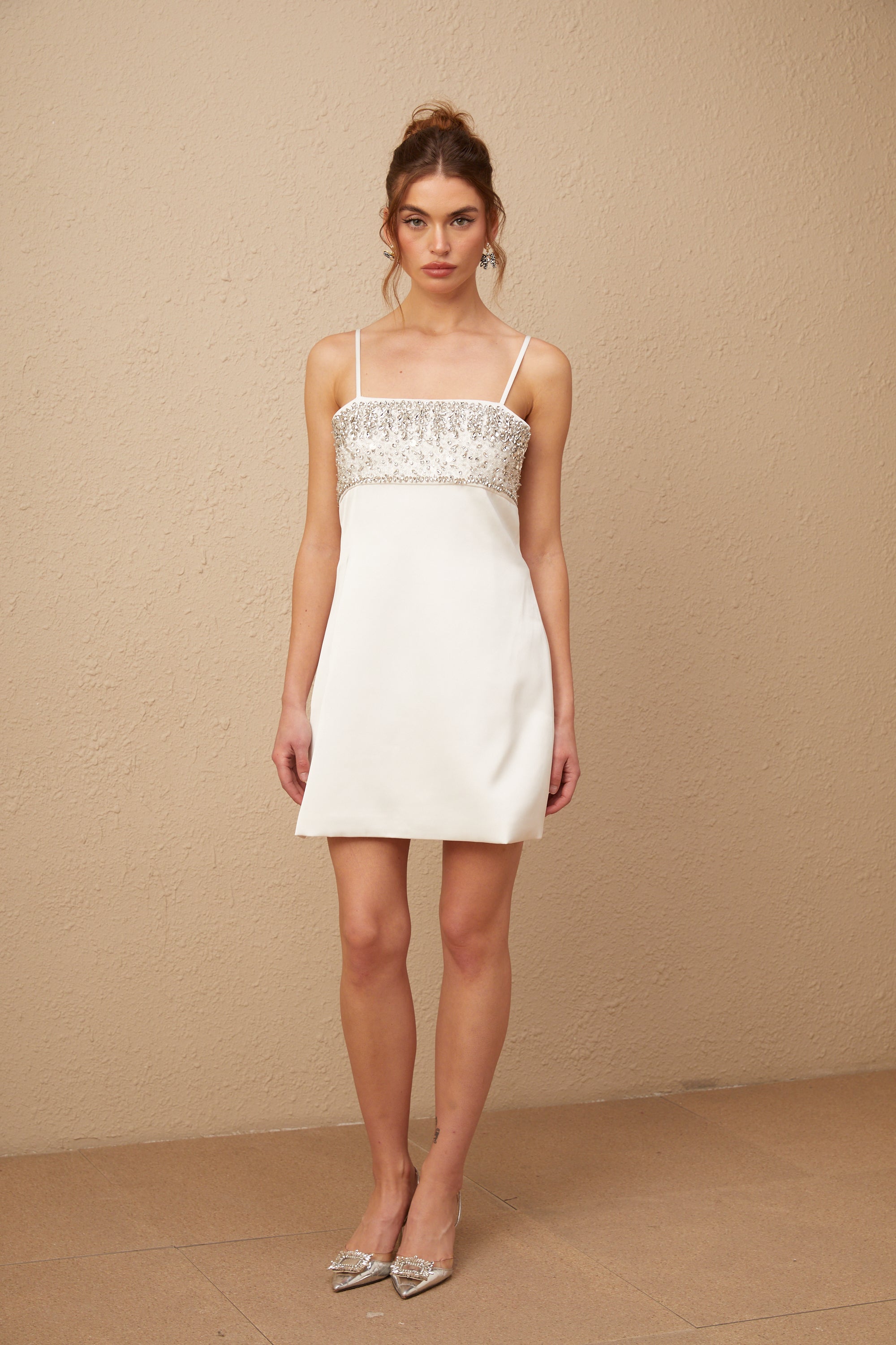 Immacolata white crystal-embellished mini dress