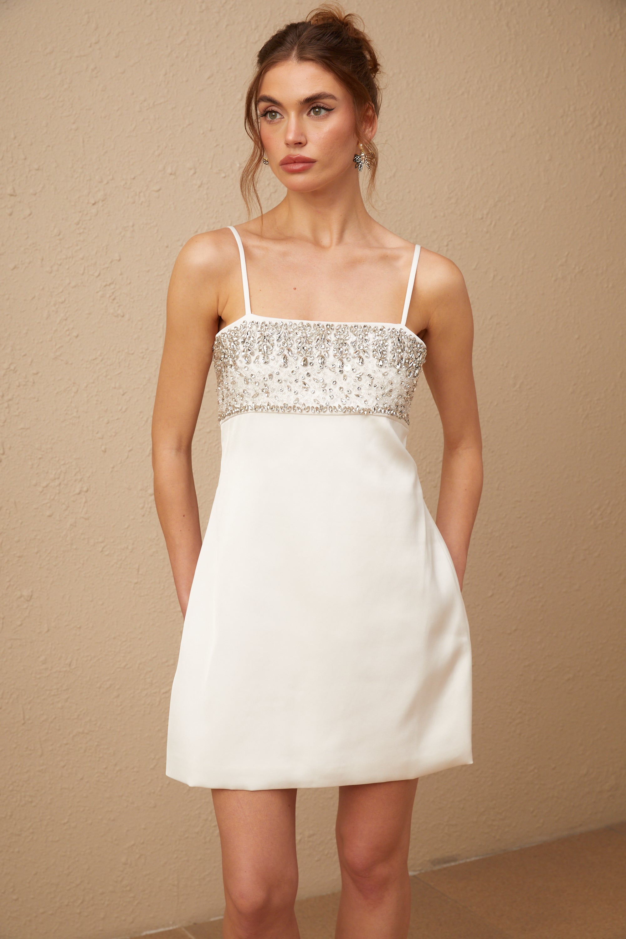 Immacolata white crystal-embellished mini dress