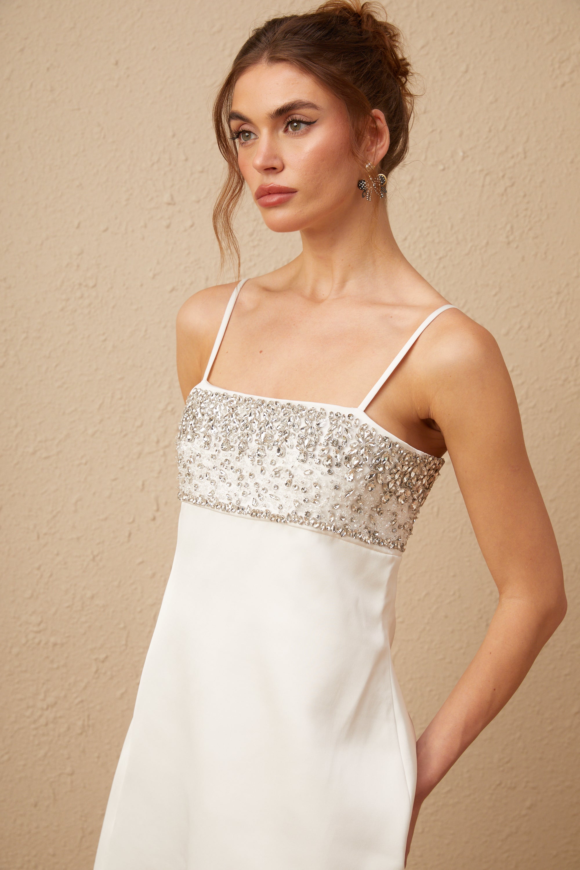 Immacolata white crystal-embellished mini dress