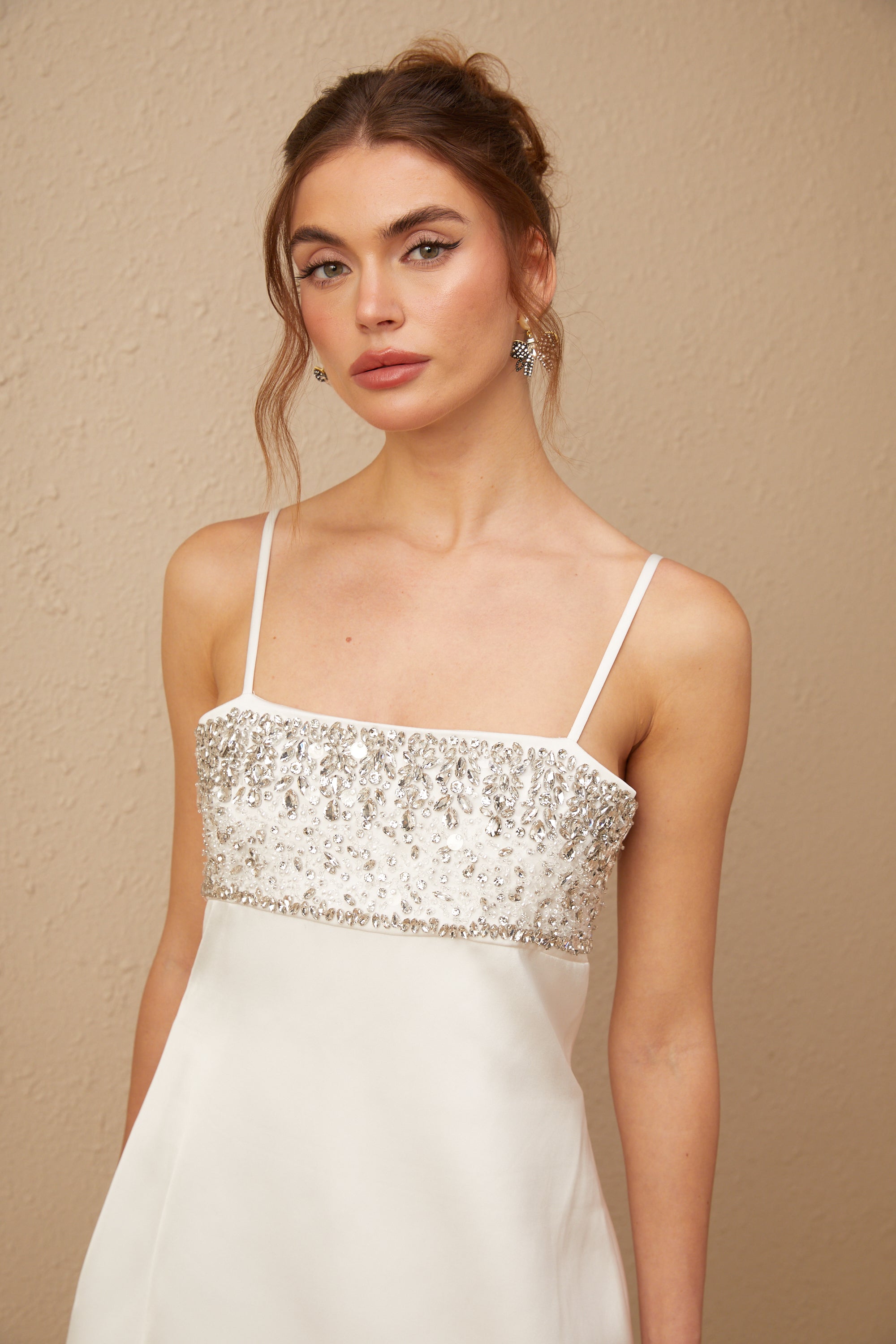 Immacolata white crystal-embellished mini dress