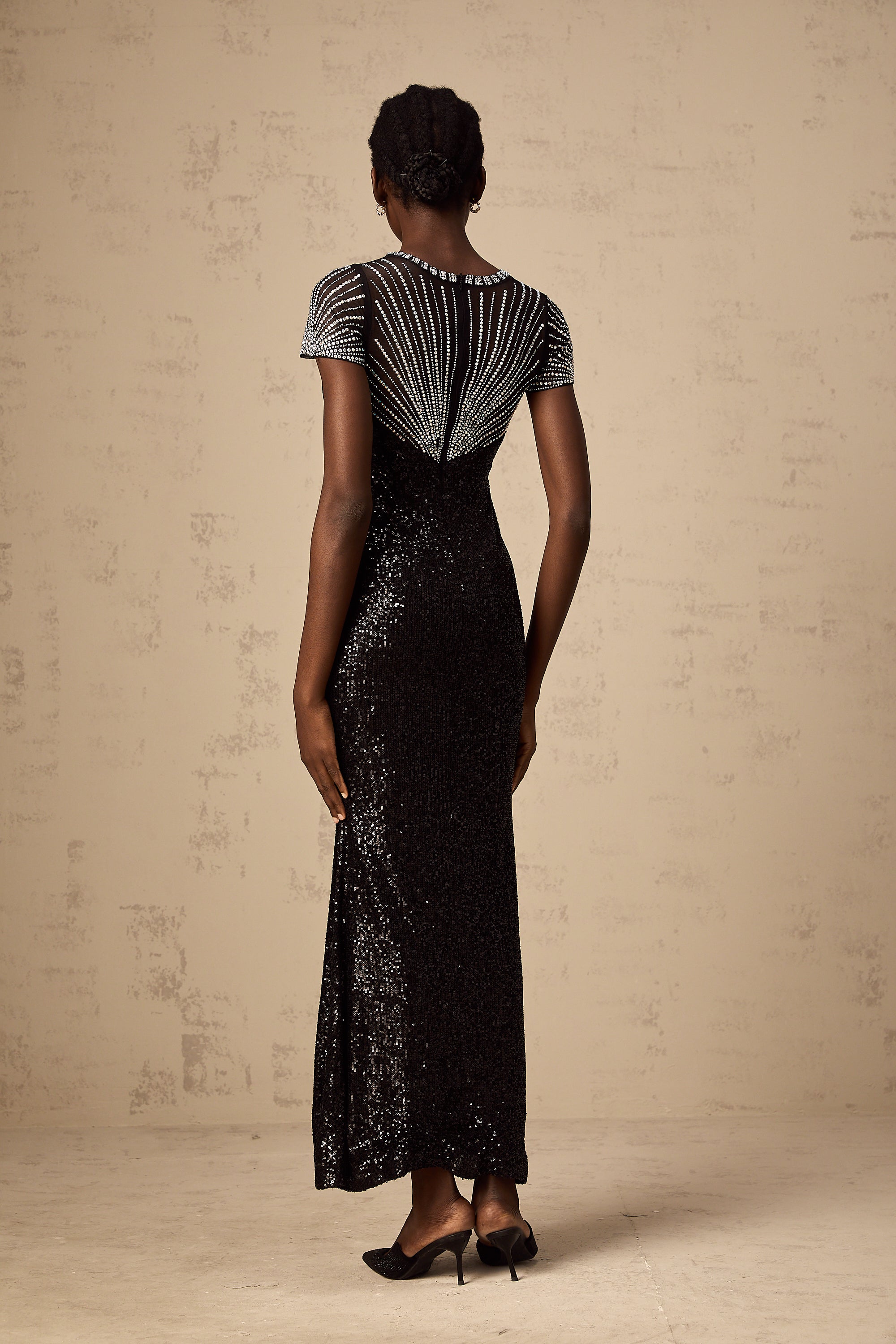 Blair black sequined cut-out maxi dress