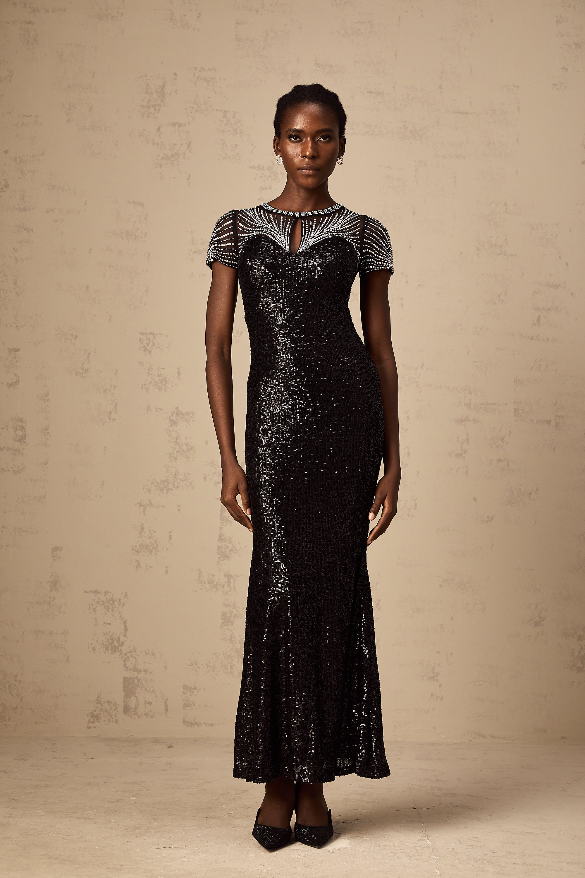 Blair black sequined cut-out maxi dress