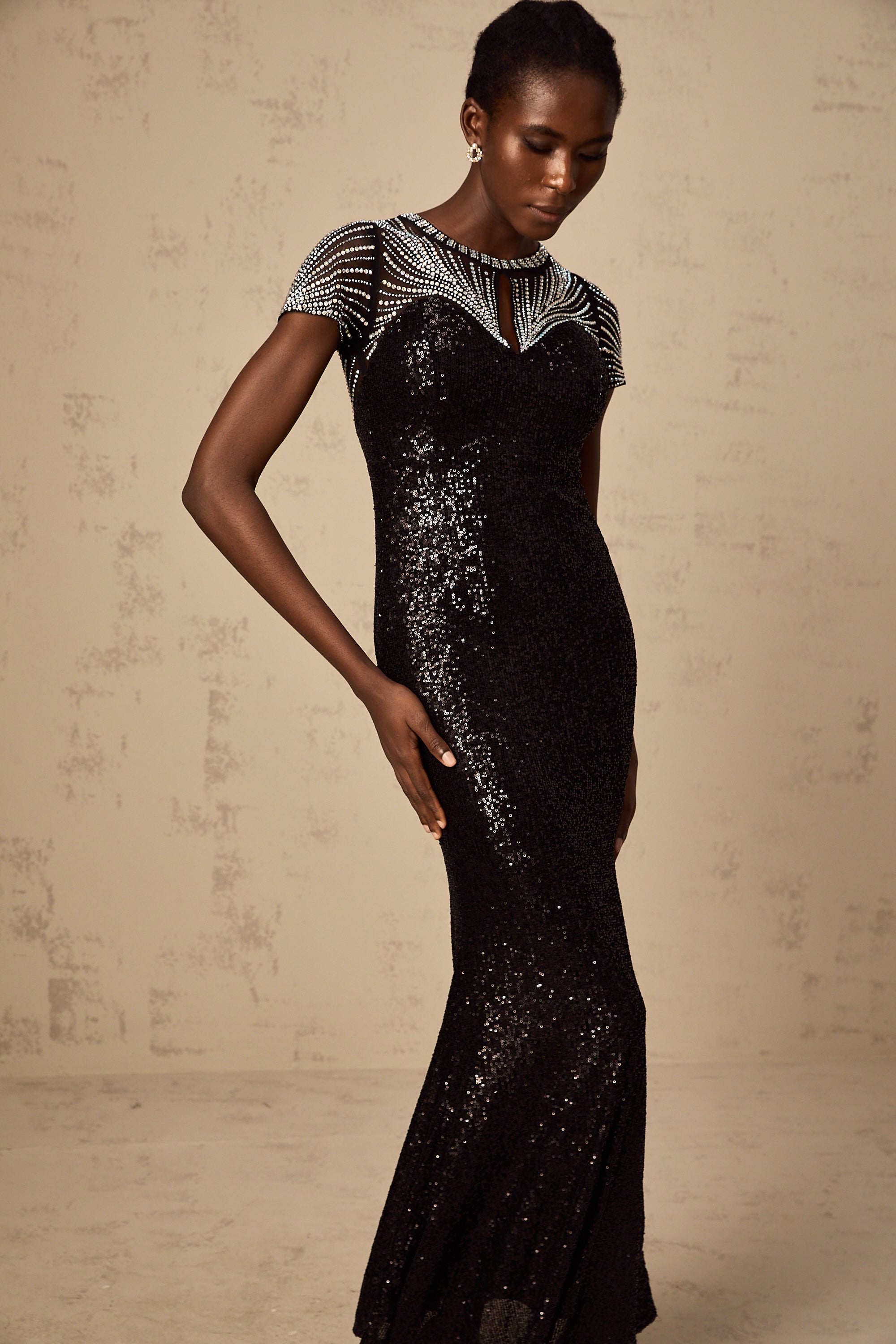 Blair black sequined cut-out maxi dress