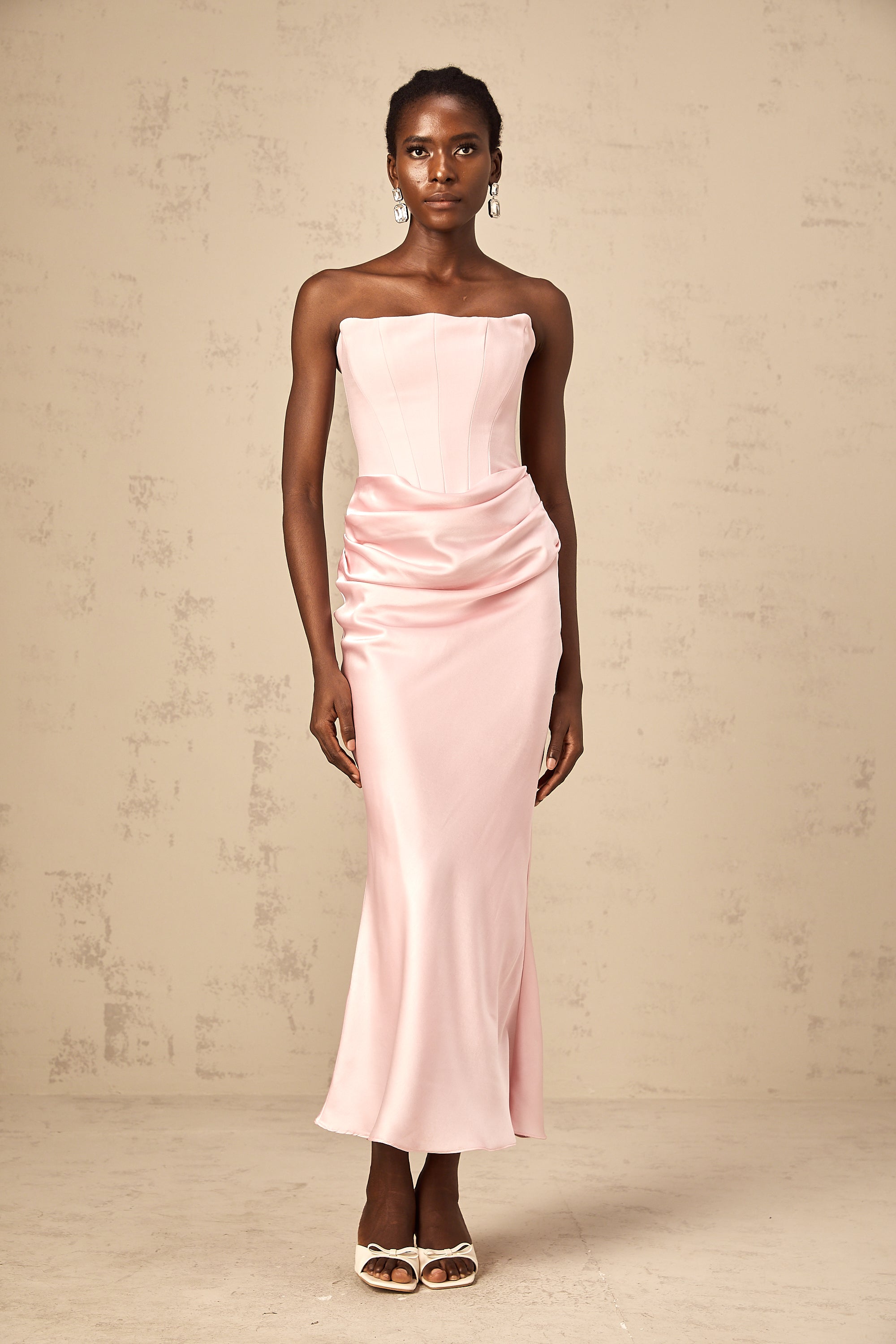 Aurore off-shoulder maxi dress in Pink