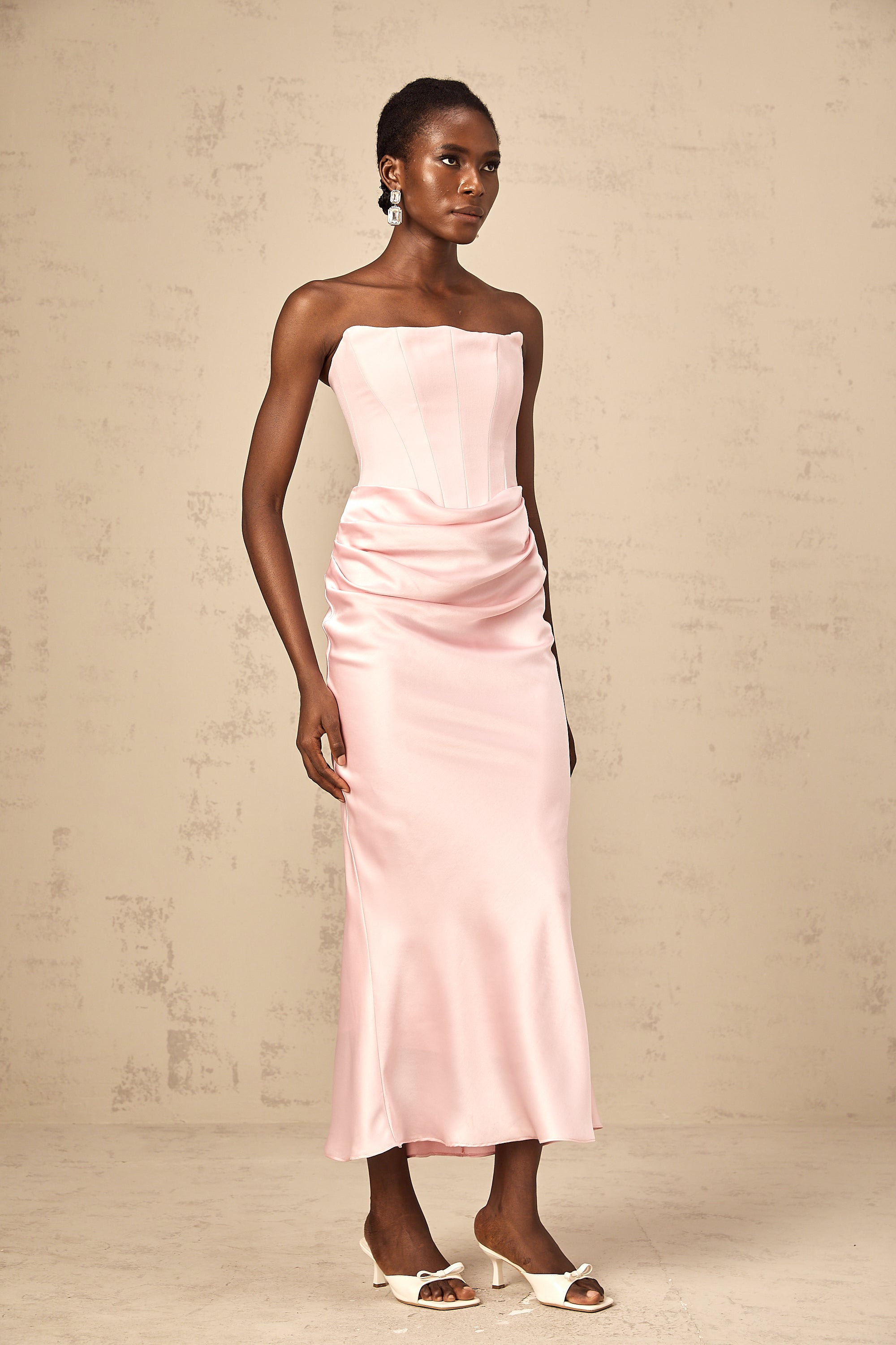 Aurore off-shoulder maxi dress in Pink