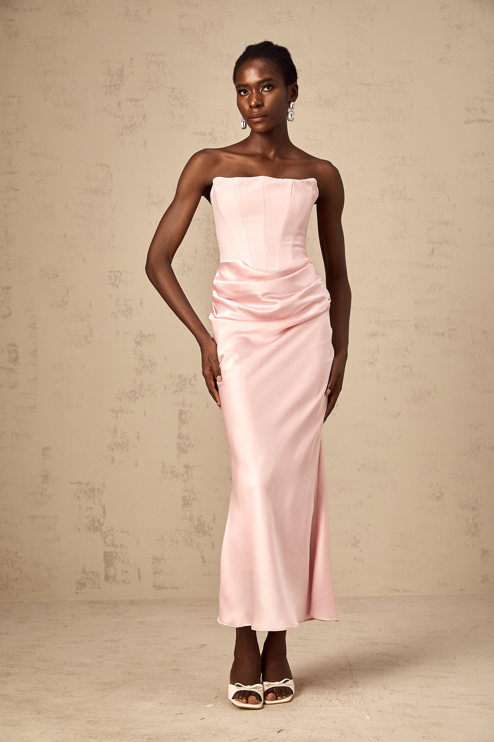 Aurore off-shoulder maxi dress in Pink