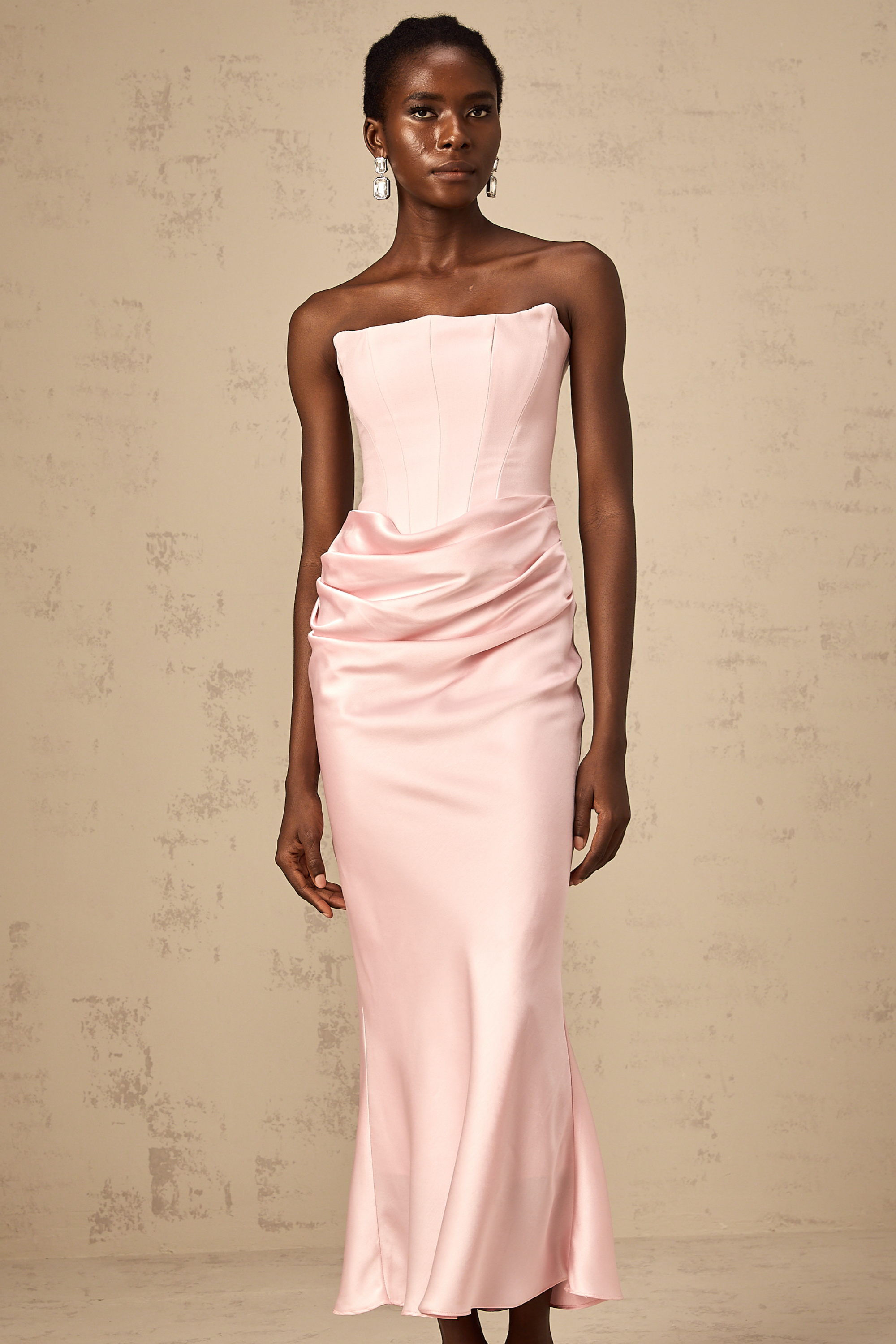 Aurore off-shoulder maxi dress in Pink