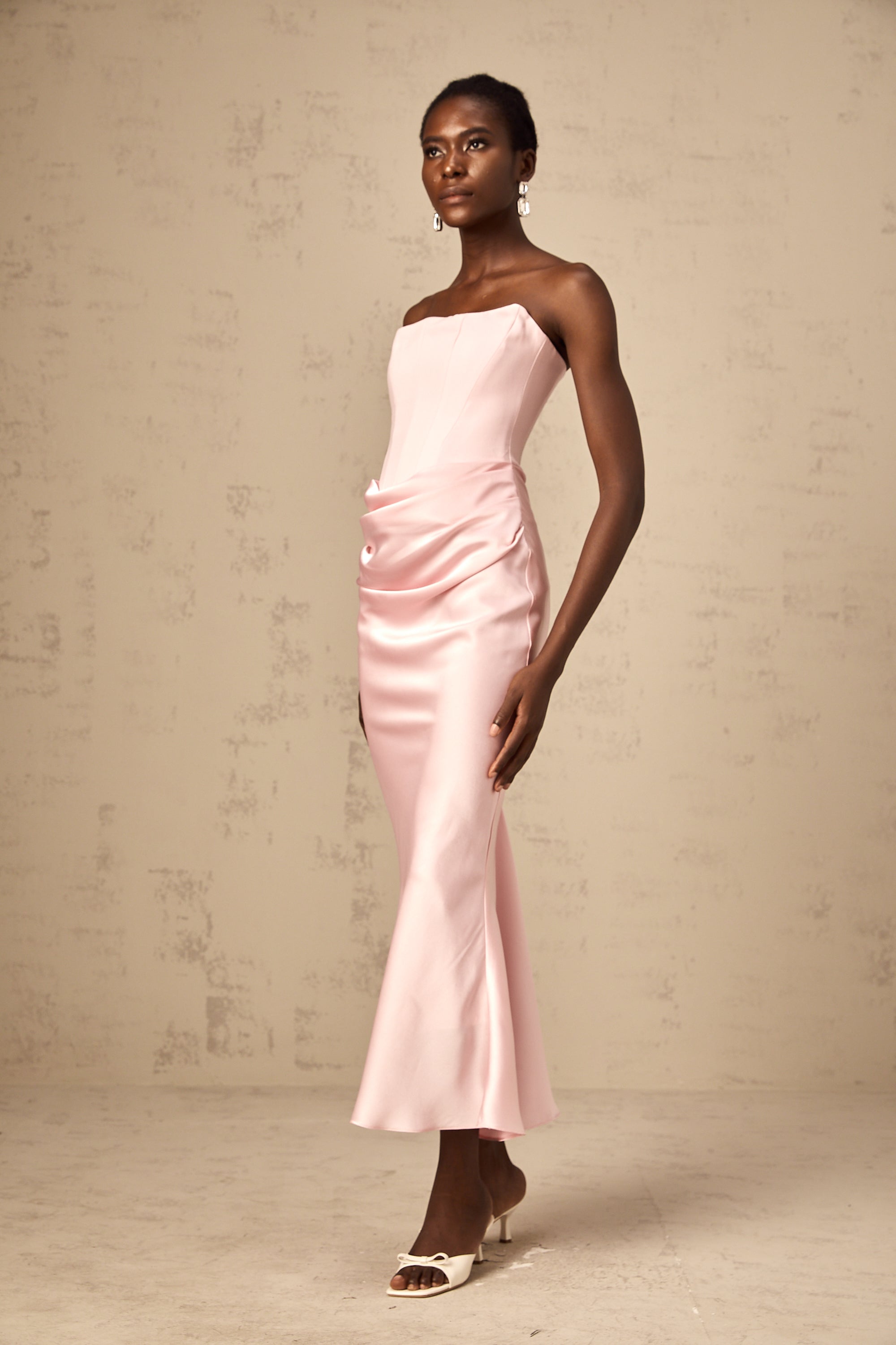 Aurore off-shoulder maxi dress in Pink