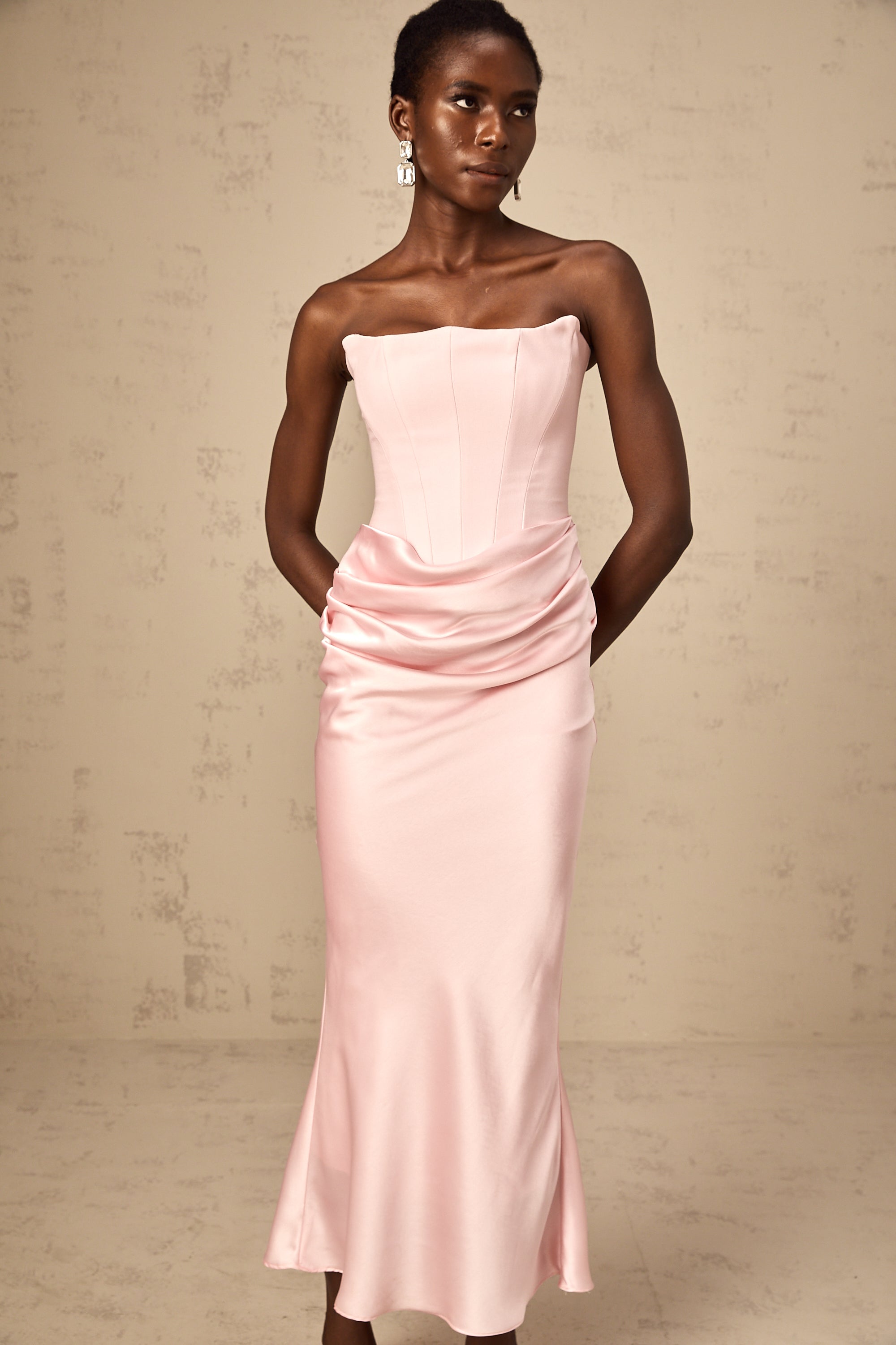 Aurore off-shoulder maxi dress in Pink