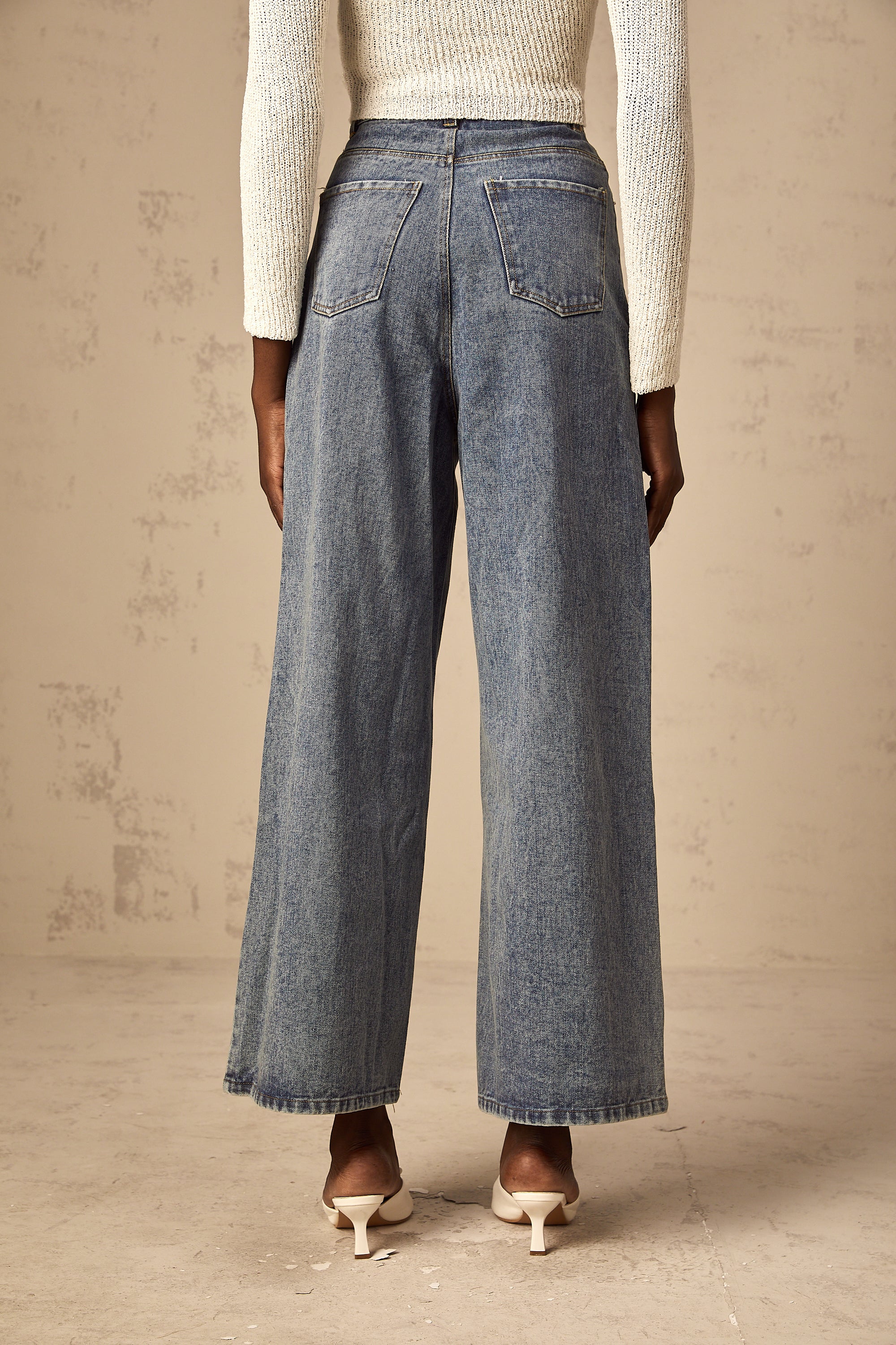 Betty light-blue drawstring denim trousers