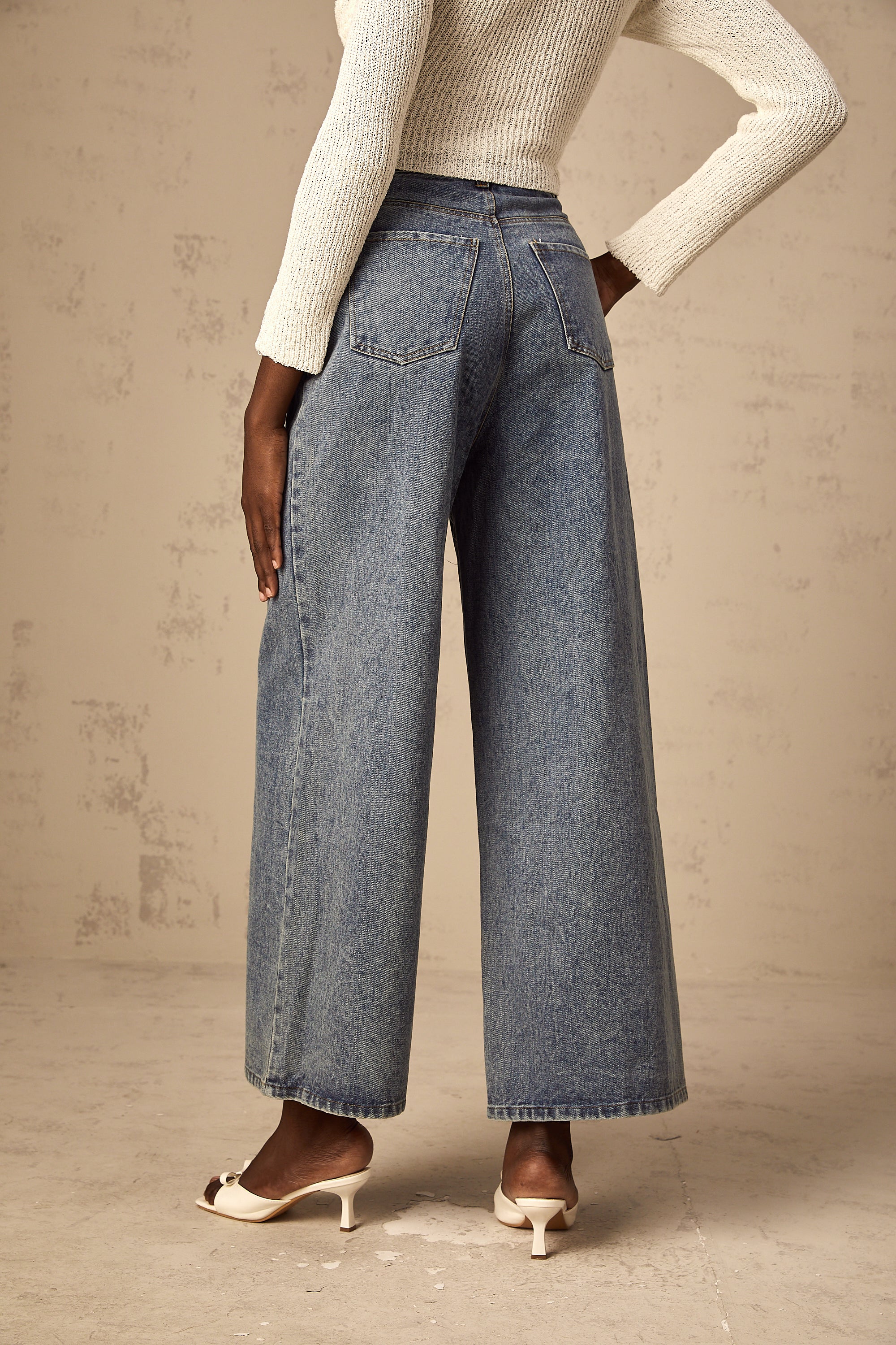 Betty light-blue drawstring denim trousers