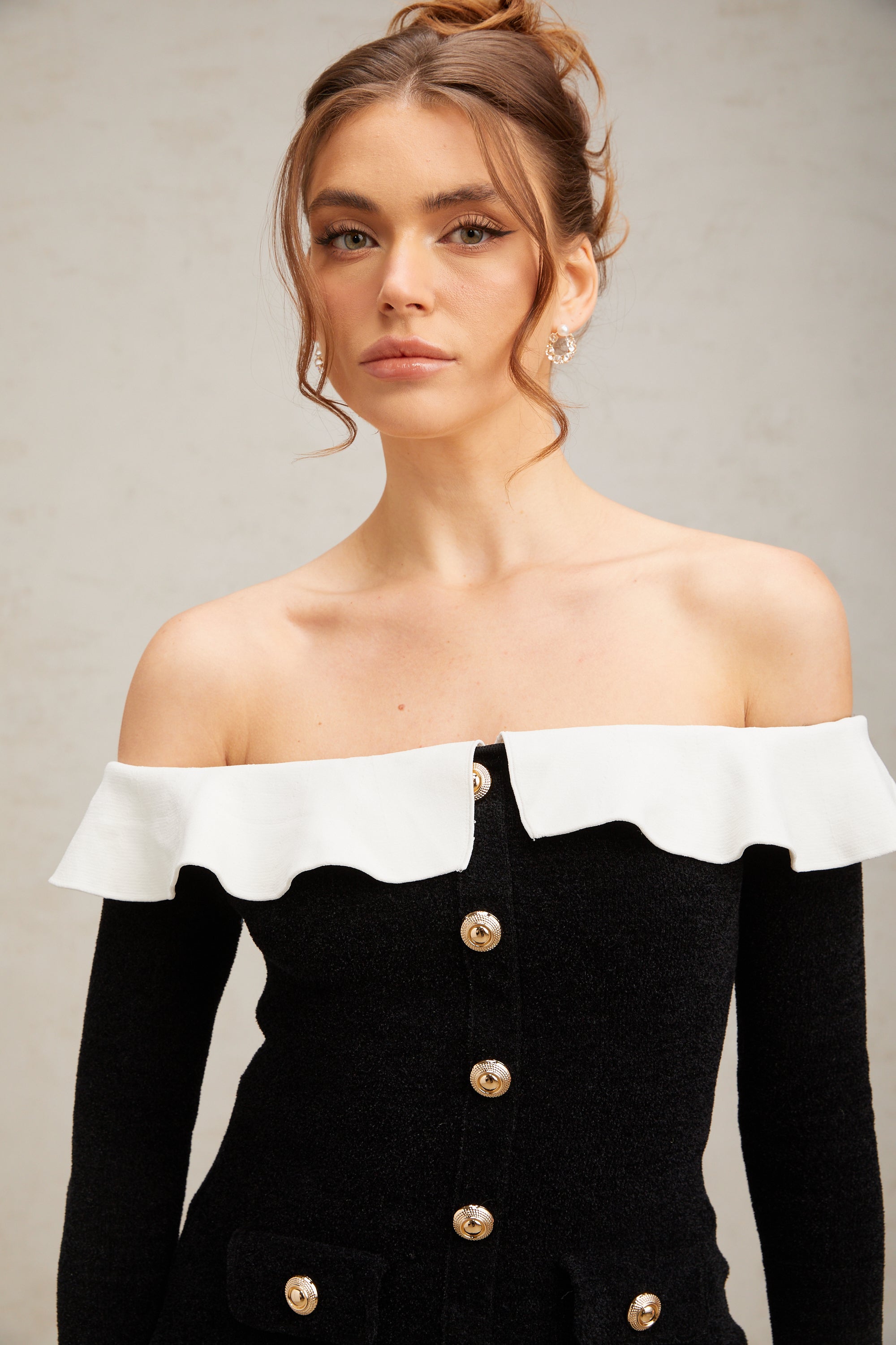 Alita black off-shoulder ruffled top