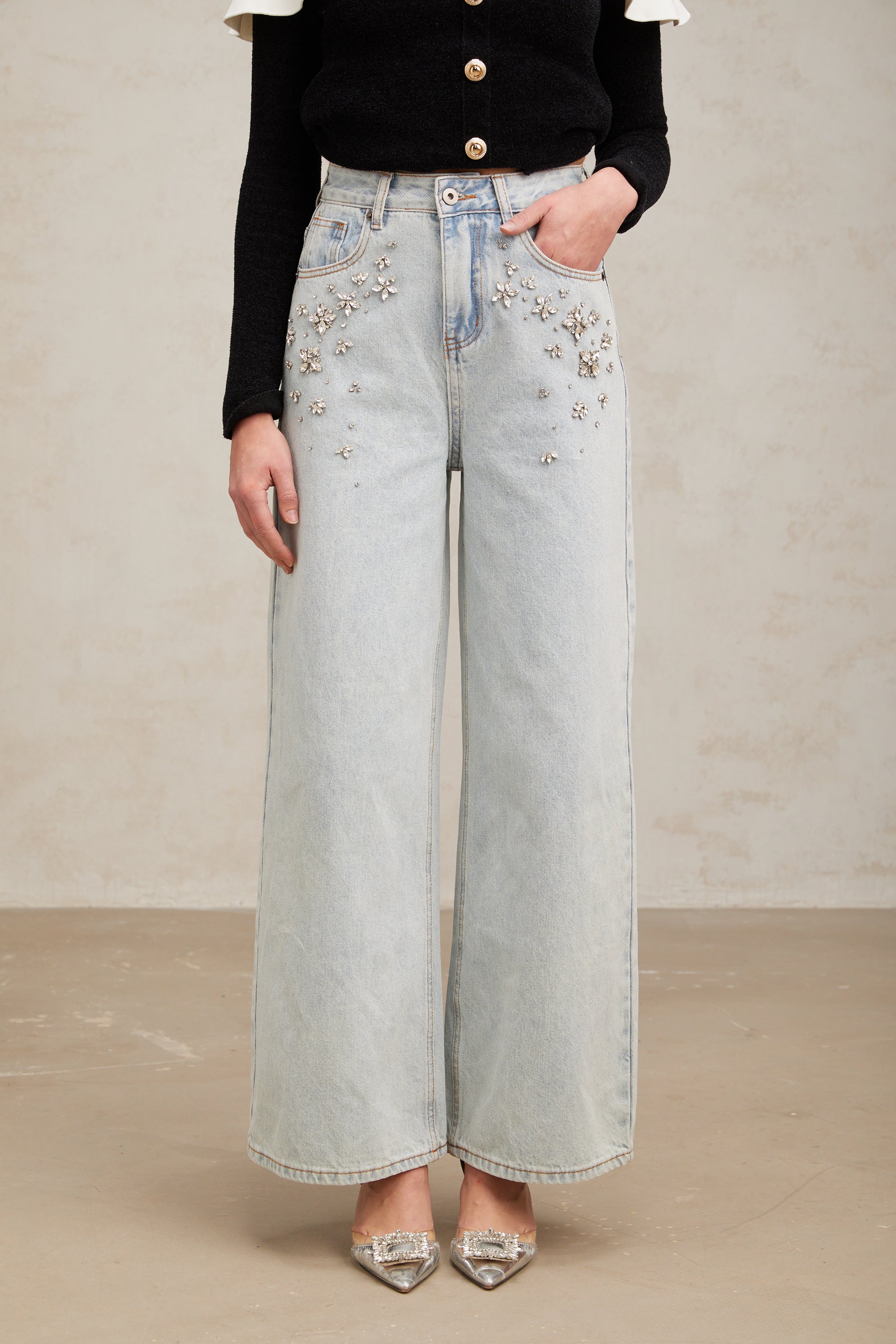 Mélanie light-blue embellished denim jeans