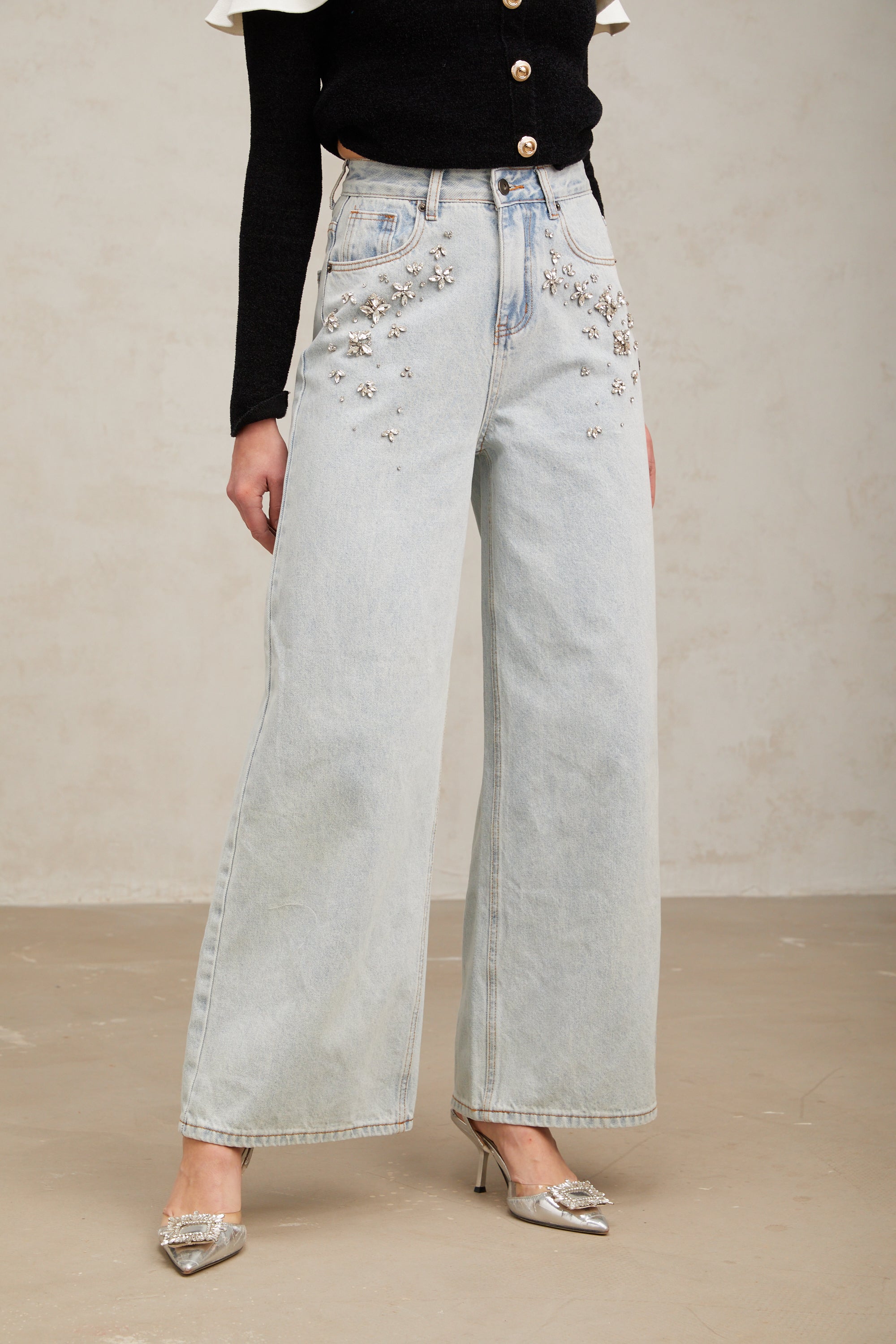 Mélanie light-blue embellished denim jeans