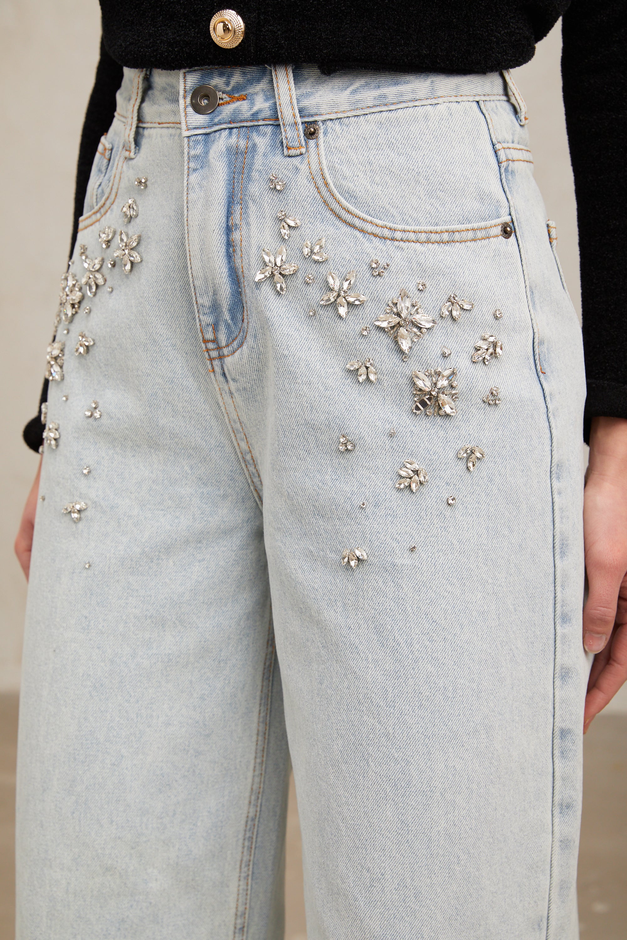 Mélanie light-blue embellished denim jeans