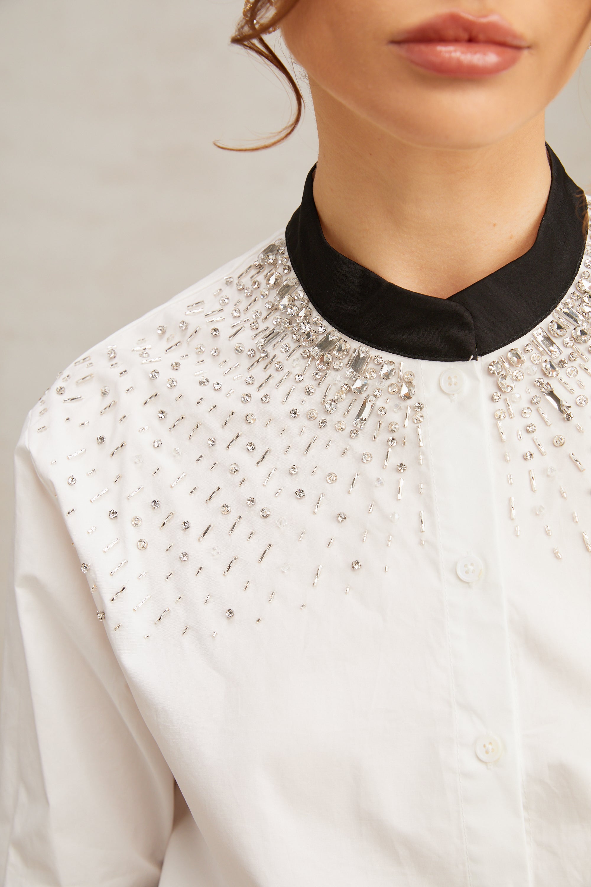 Angélique white crystal-embellished shirt