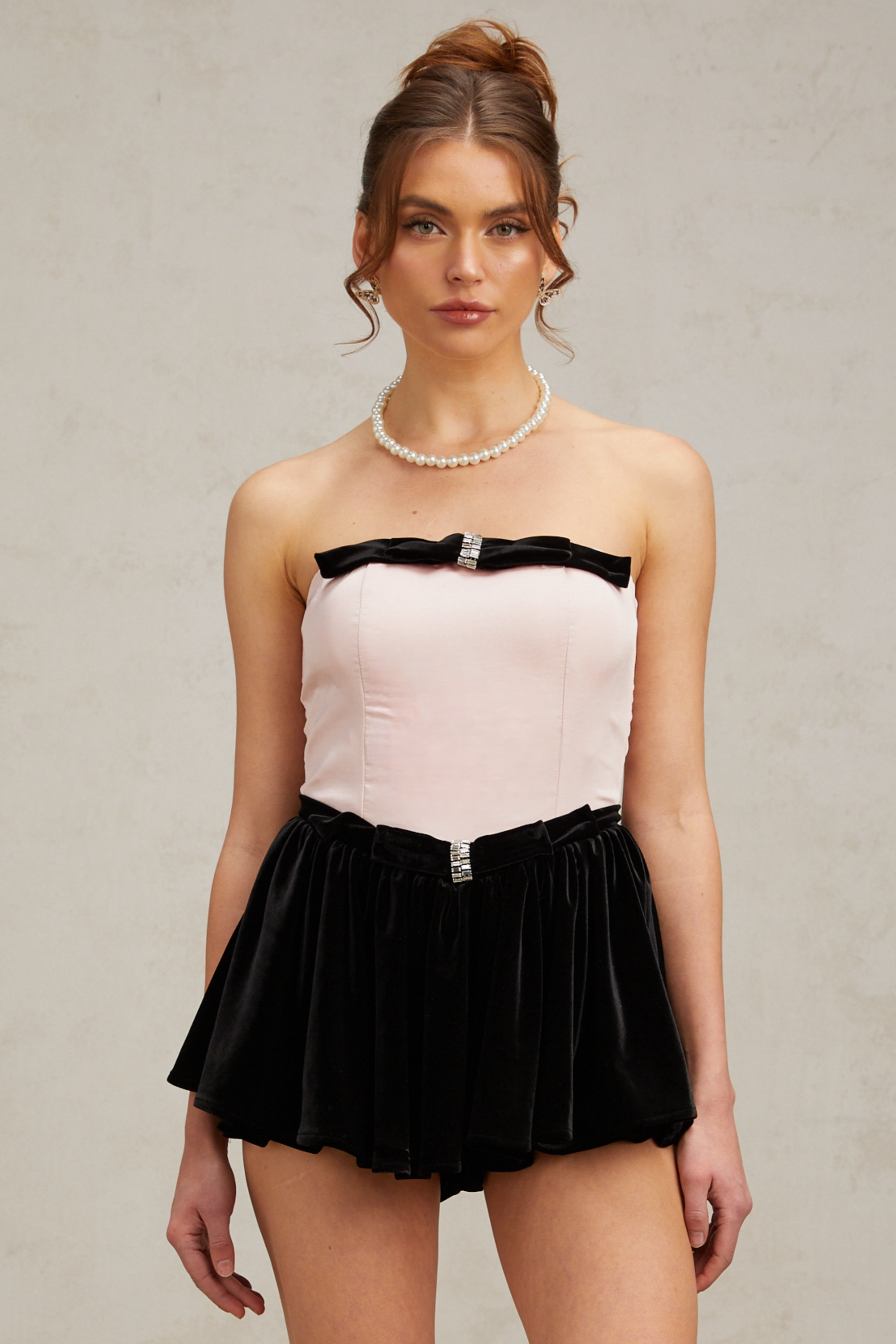 Ariel pink bowknot corset mini dress