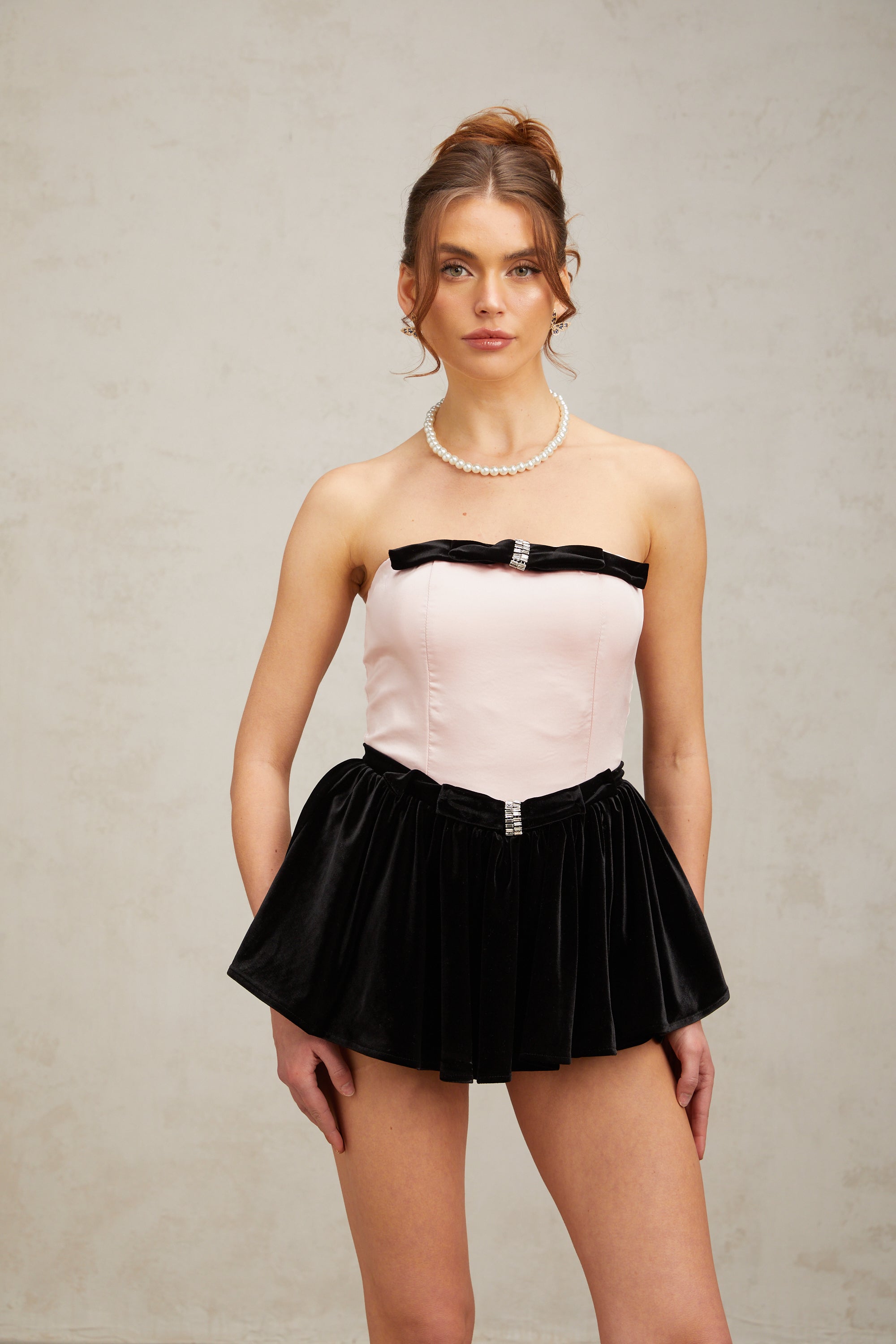 Ariel pink bowknot corset mini dress