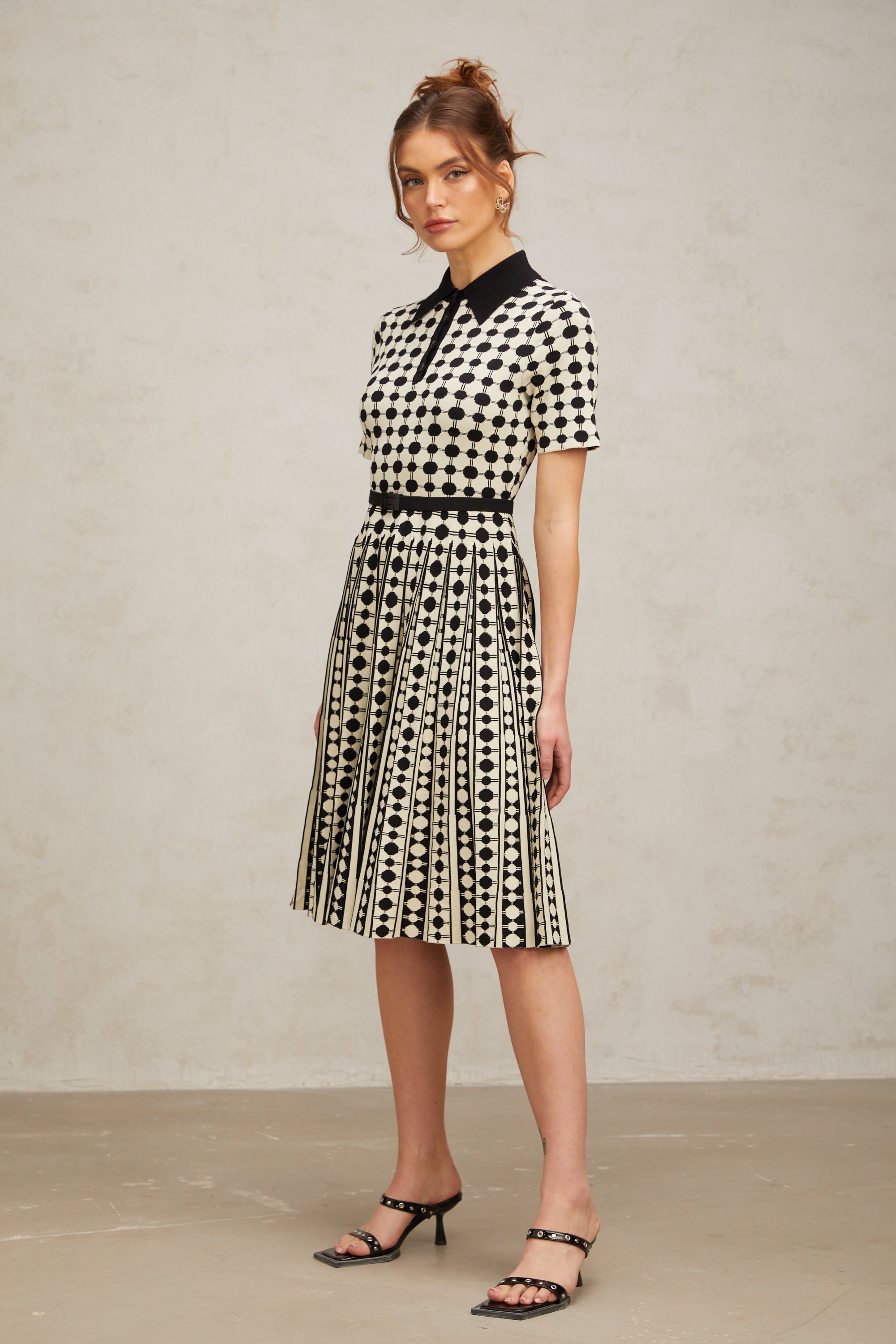 Xavière color-blocked polka-dot knit midi dress