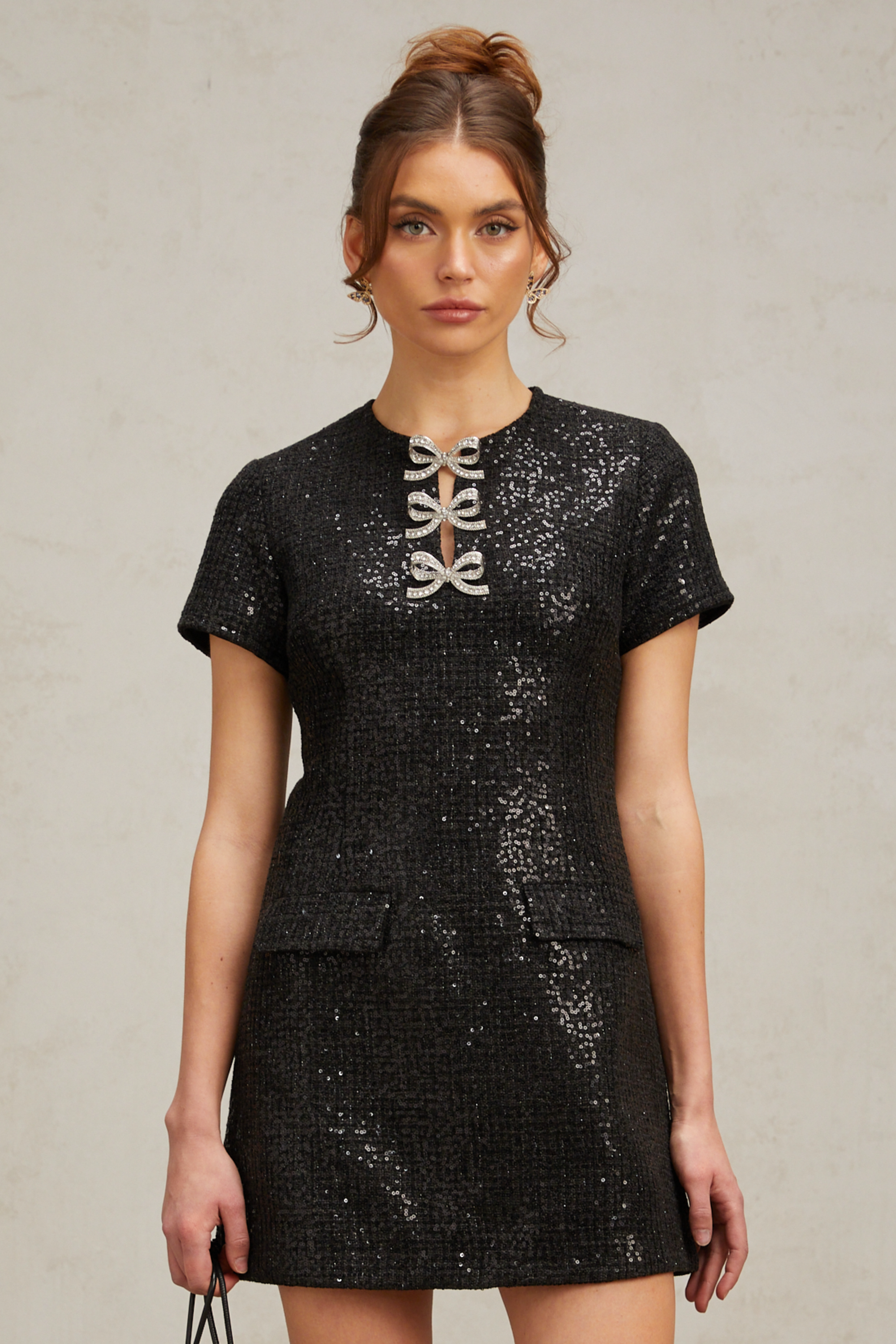 Herben black glitter mini dress