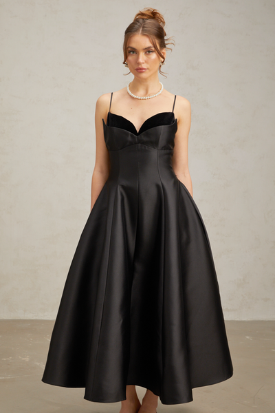 rosy monster フレアーオールインワンブラック　Ssize Roxane black pleated flared midi dress
