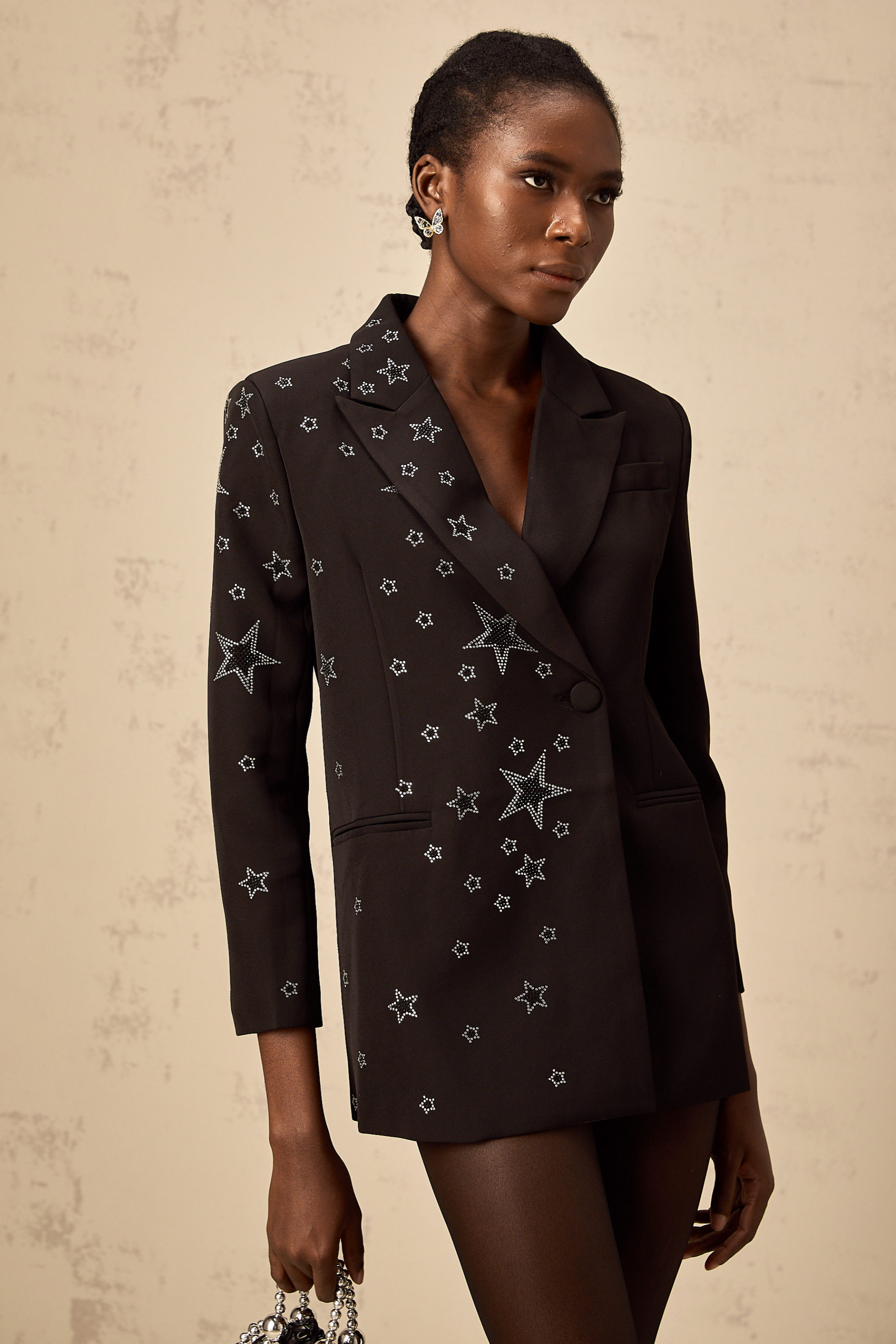 Patricia black star-appliqué blazer