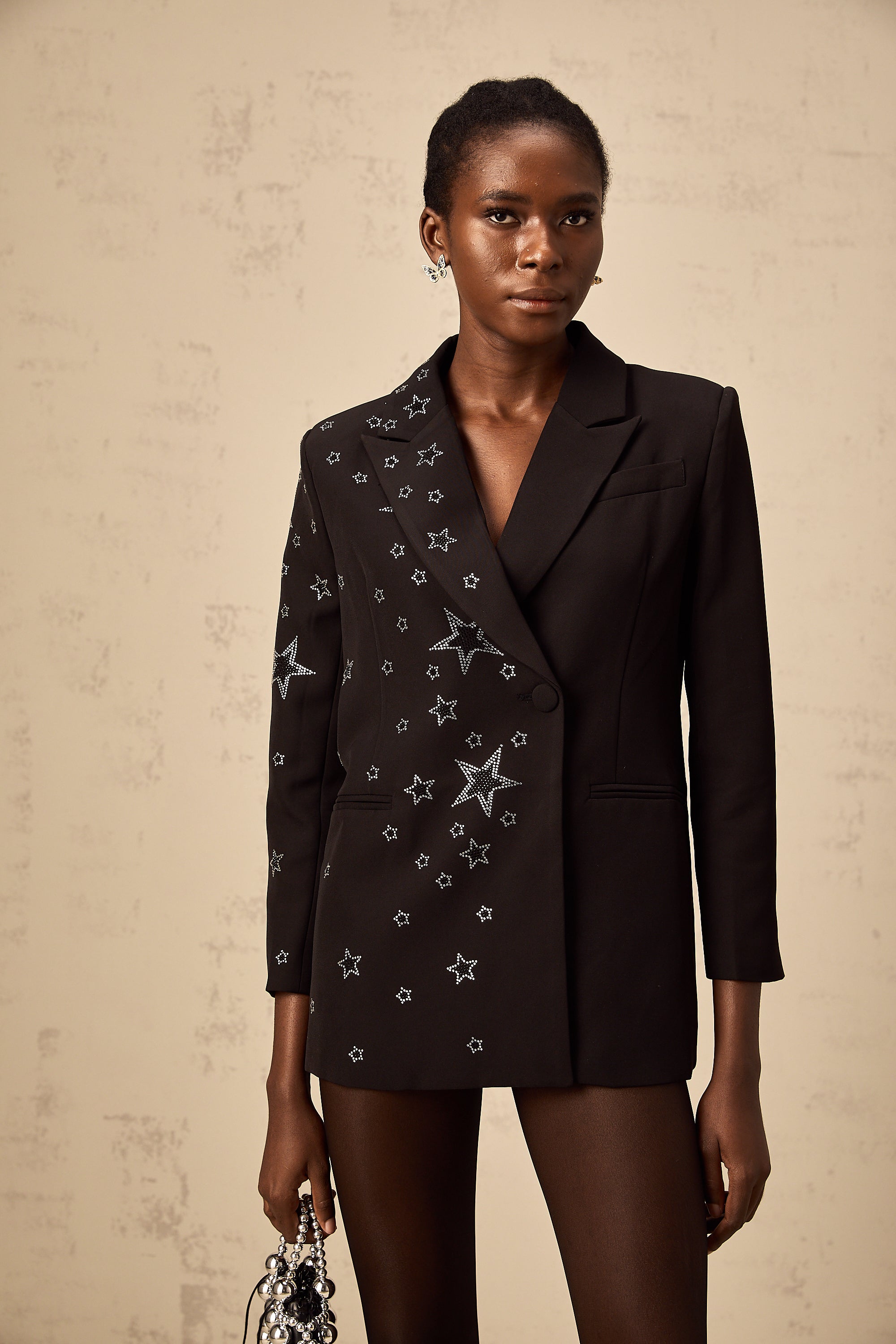 Patricia black star-appliqué blazer