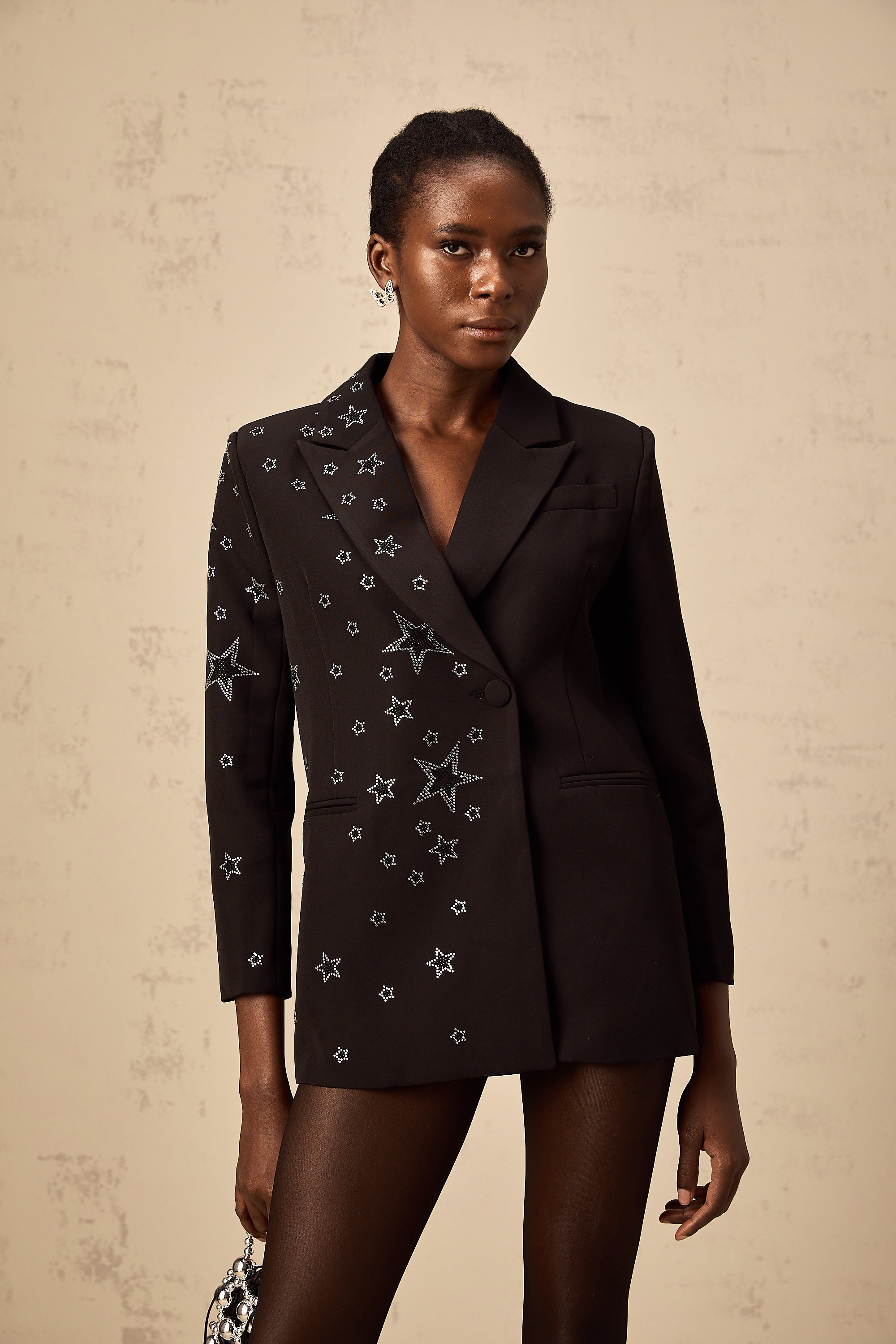 Patricia black star-appliqué blazer