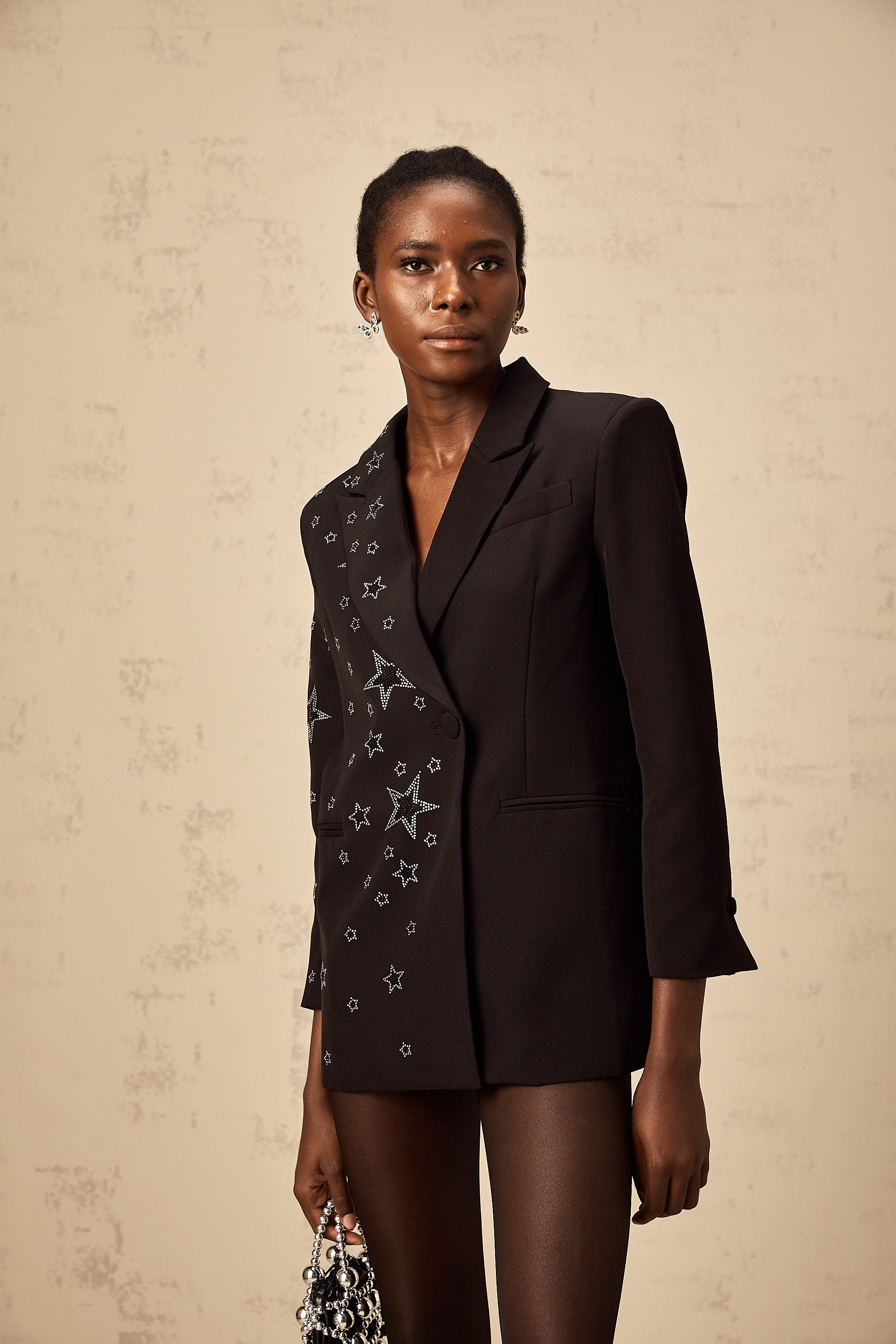 Patricia black star-appliqué blazer