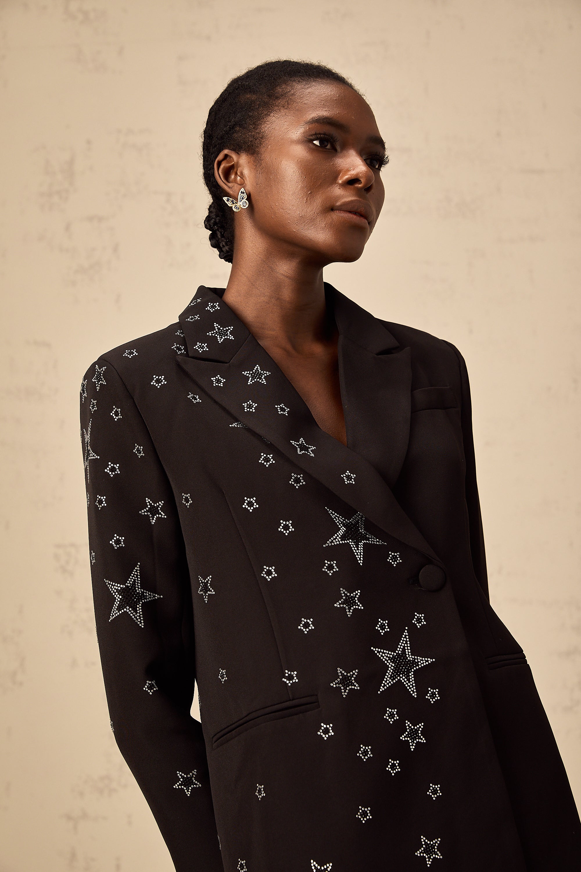 Patricia black star-appliqué blazer